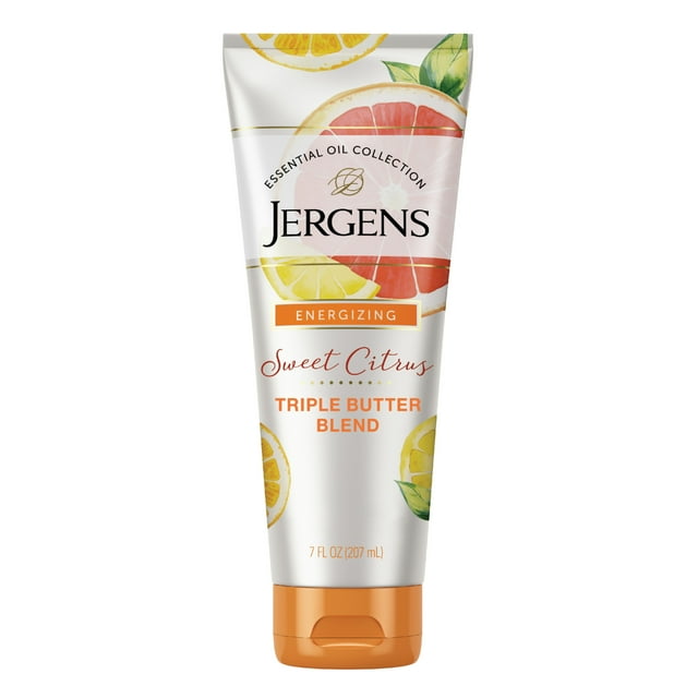 Jergens Sweet Citrus Triple Butter Blend, Body Moisturizer, Dry Skin, Essential Oils, 7 oz Jergens