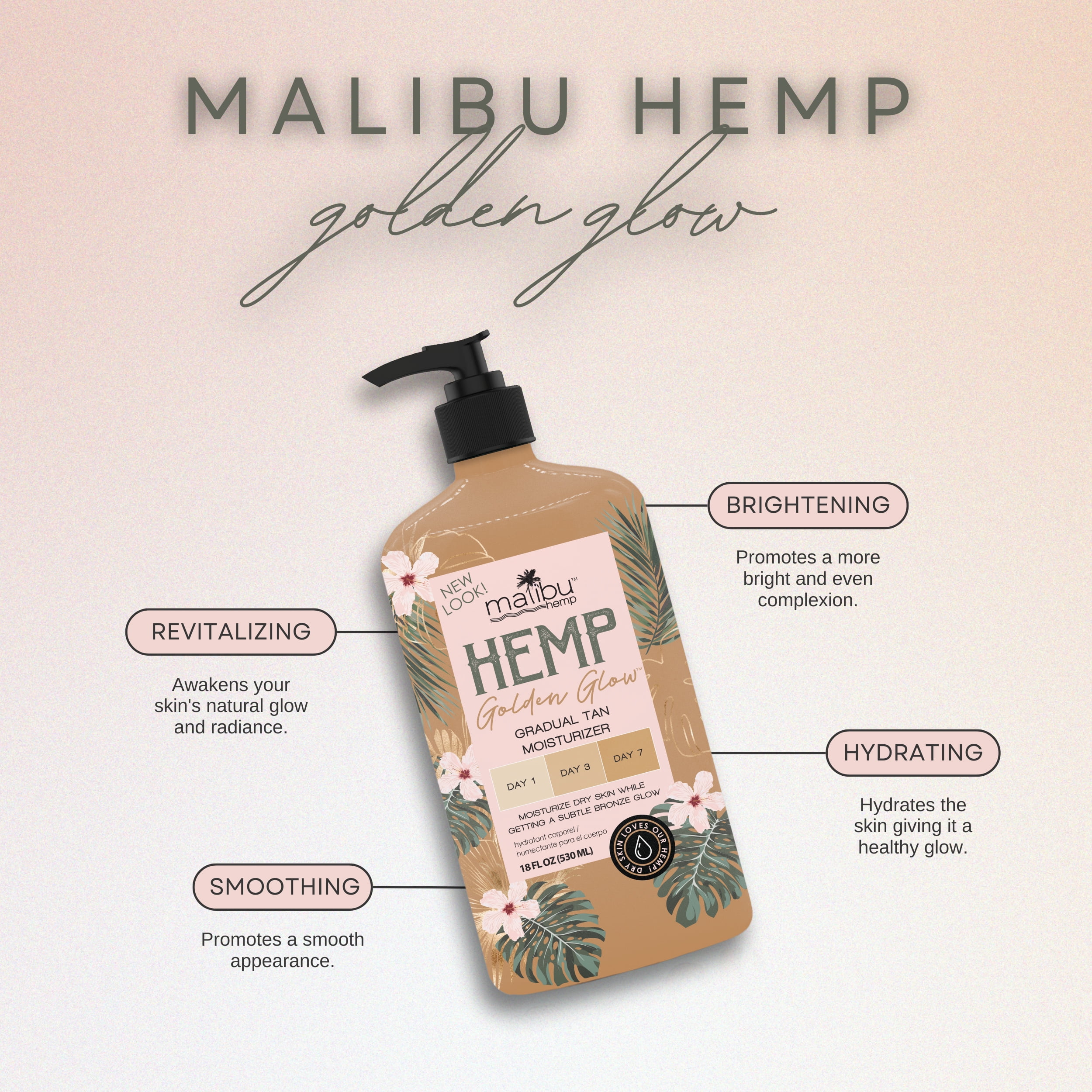 Malibu Hemp Golden Glow Body Moisturizer for Dry Skin Malibu Hemp