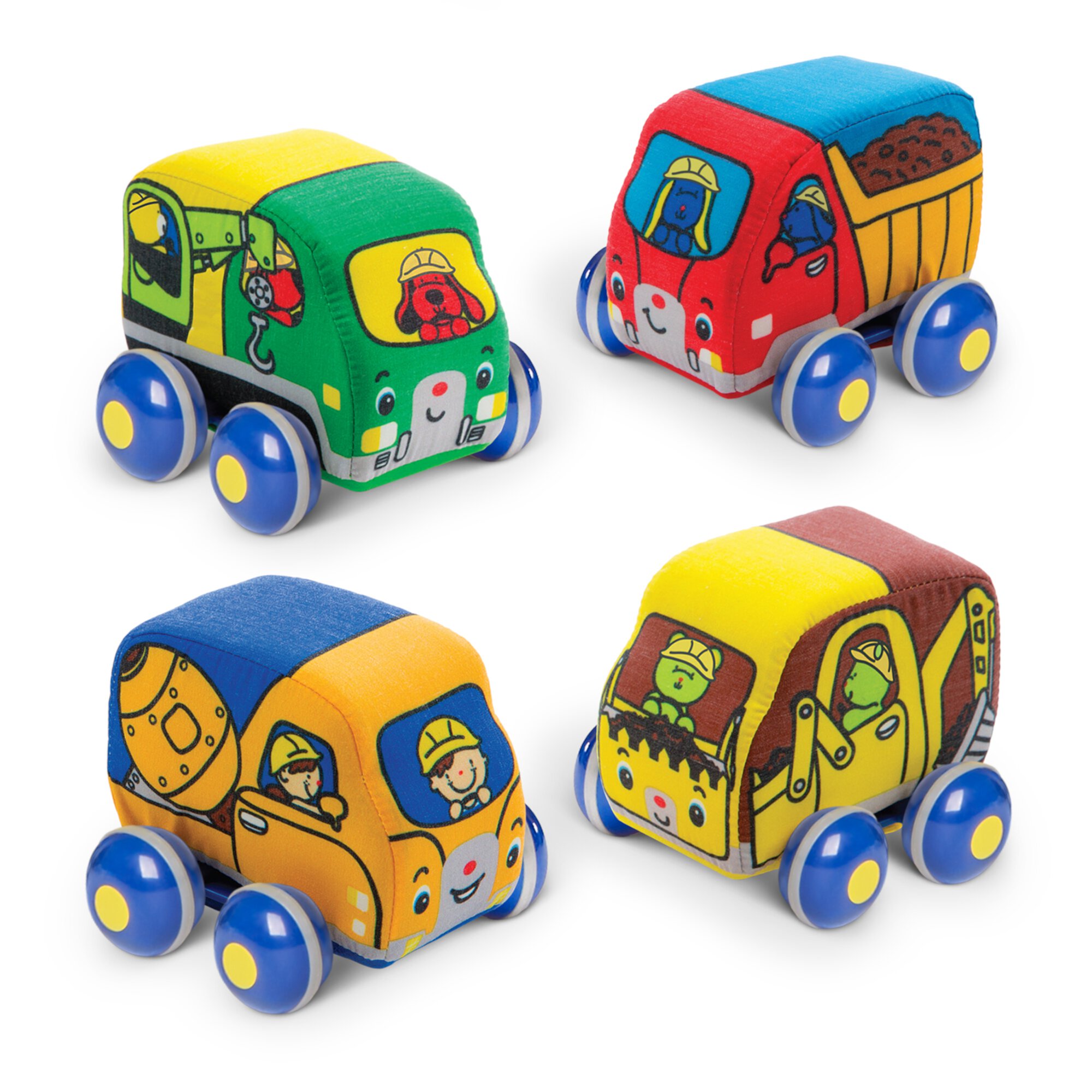 Melissa & Doug Pull-Back Construction Vehicles - Soft Baby Toy Play Set of 4 Vehicles Melissa & Doug