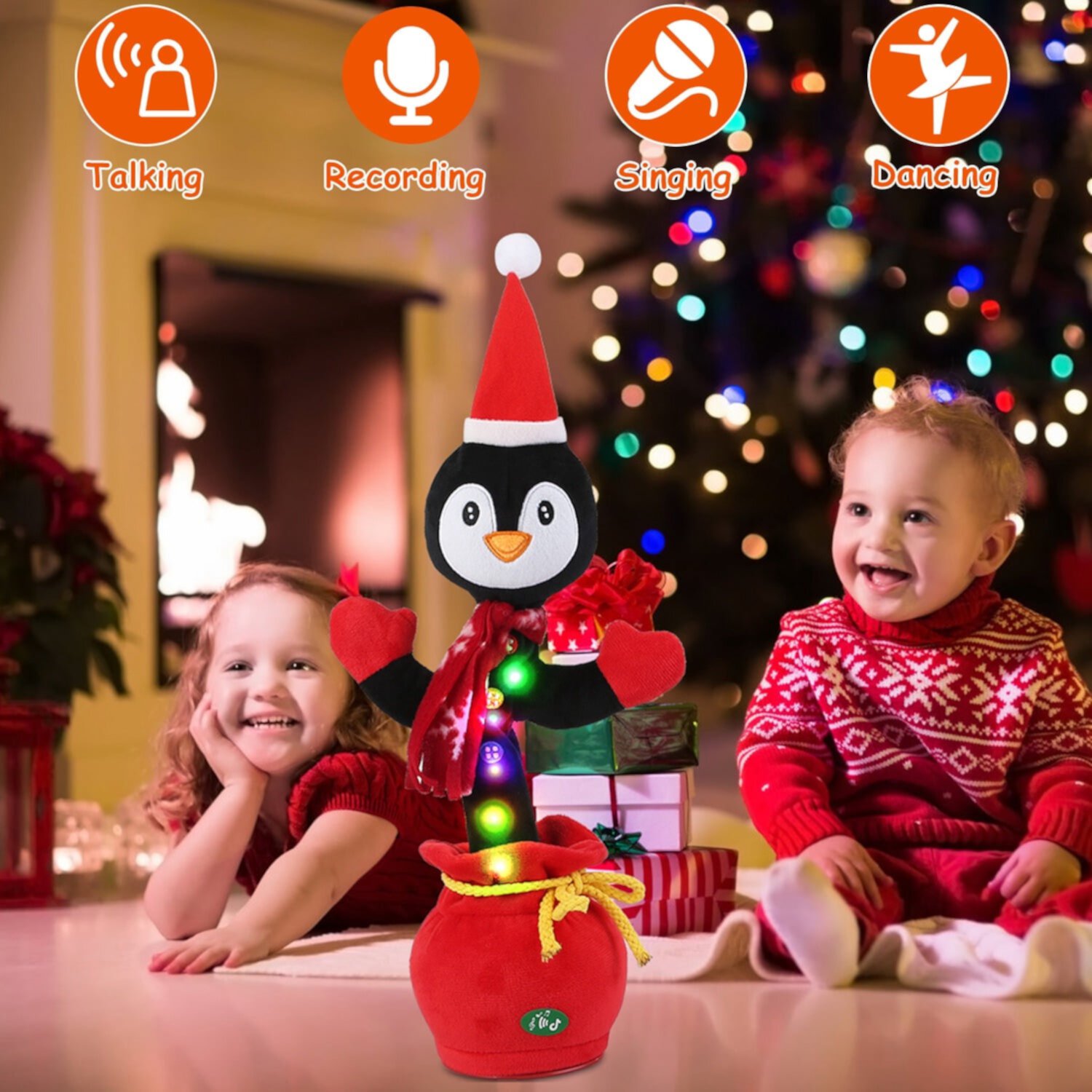 TeqHome Dancing Singing Christmas Snowman Toy, Whirling Light up Toy, Mimicking Recording Repeating What You Say, Gift for Baby Boys and Girls Deals Gift Clearance TeqHome