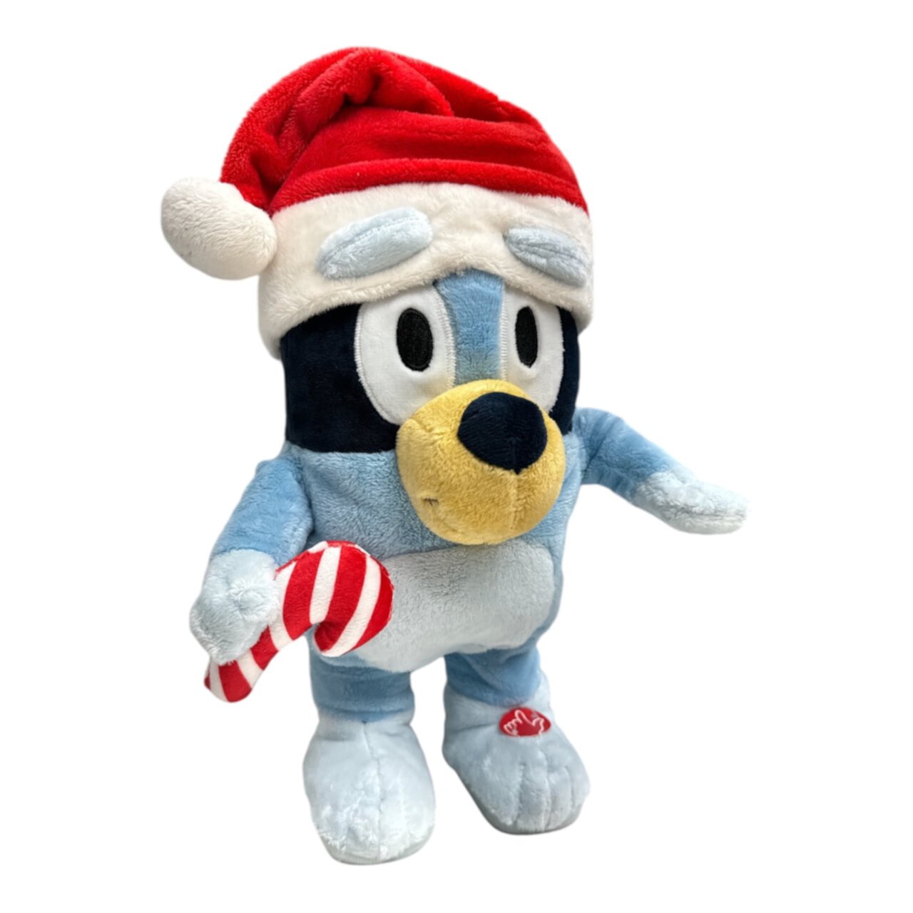 Animated Santa Bluey, Dances to Bluey Theme Song, 12.5" Standing Plush in Santa Outfit Bluey