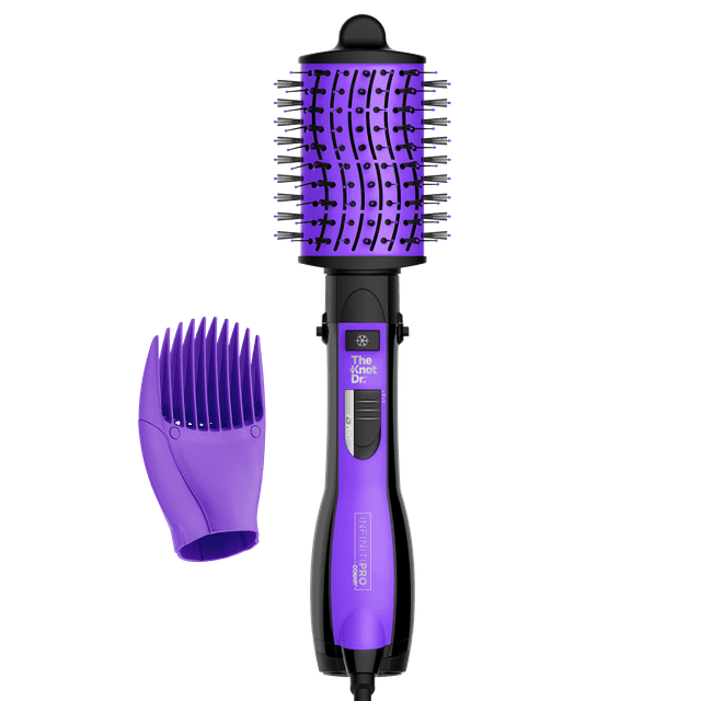 InfinitiPro by Conair The Knot Dr. Professional 14" Ceramic All-in-One Detangling Styler Hot Air Brush, Ionic, Purple Conair