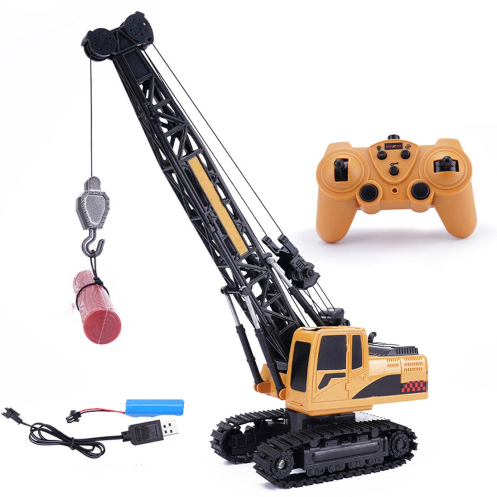 Remote Control Tower Crane, Channel 2.4GHz Remote Control Lift Model Truck, Digging Engineering Toy, Crawler Loader Excavator Bulldozer, RC Construction Toy for Kids WOHSAO