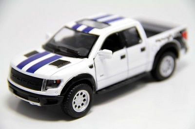 5" Kinsmart 2013 Ford F-150 SVT Raptor Stripes 1:46 Diecast Model Truck- White KiNSMART