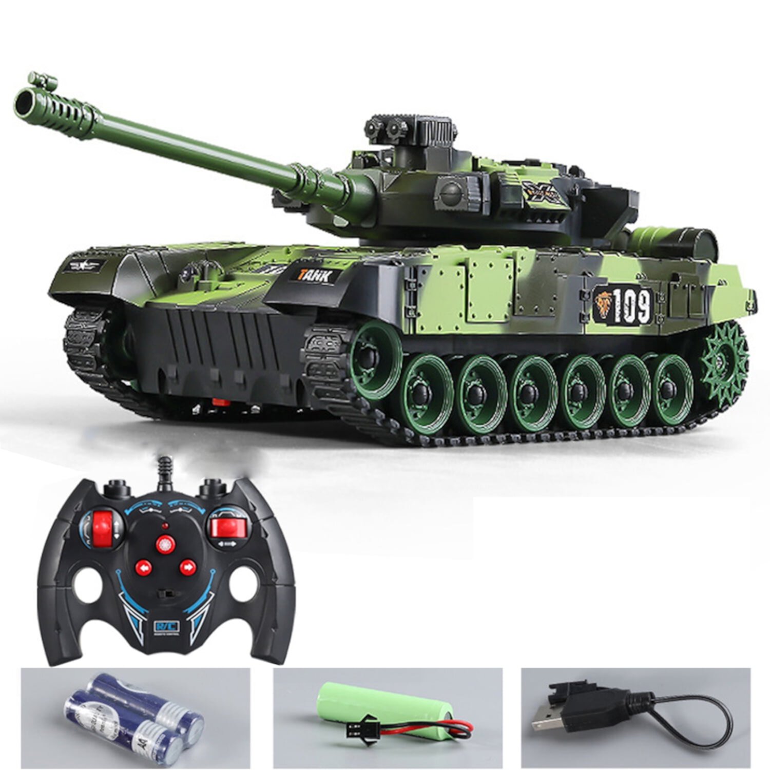 Fridja Gift 1:32 Military War Remote Tank Heavy Large Interactive Remote Control Toy Car With Effect Lights Realistic Sounds Tank Fridja