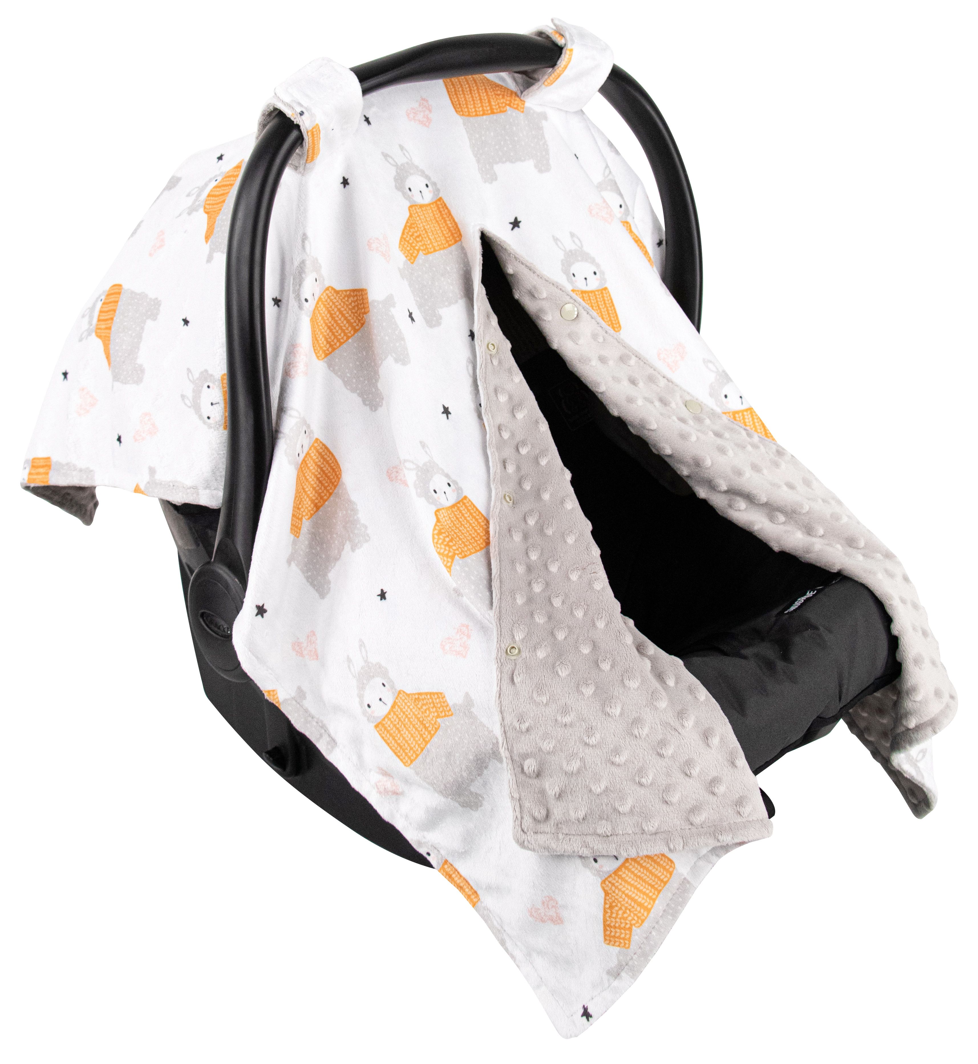 Top Tots Deluxe Minky Car Seat Canopy for Infant, Llama with Scarf, Unisex Top Tots