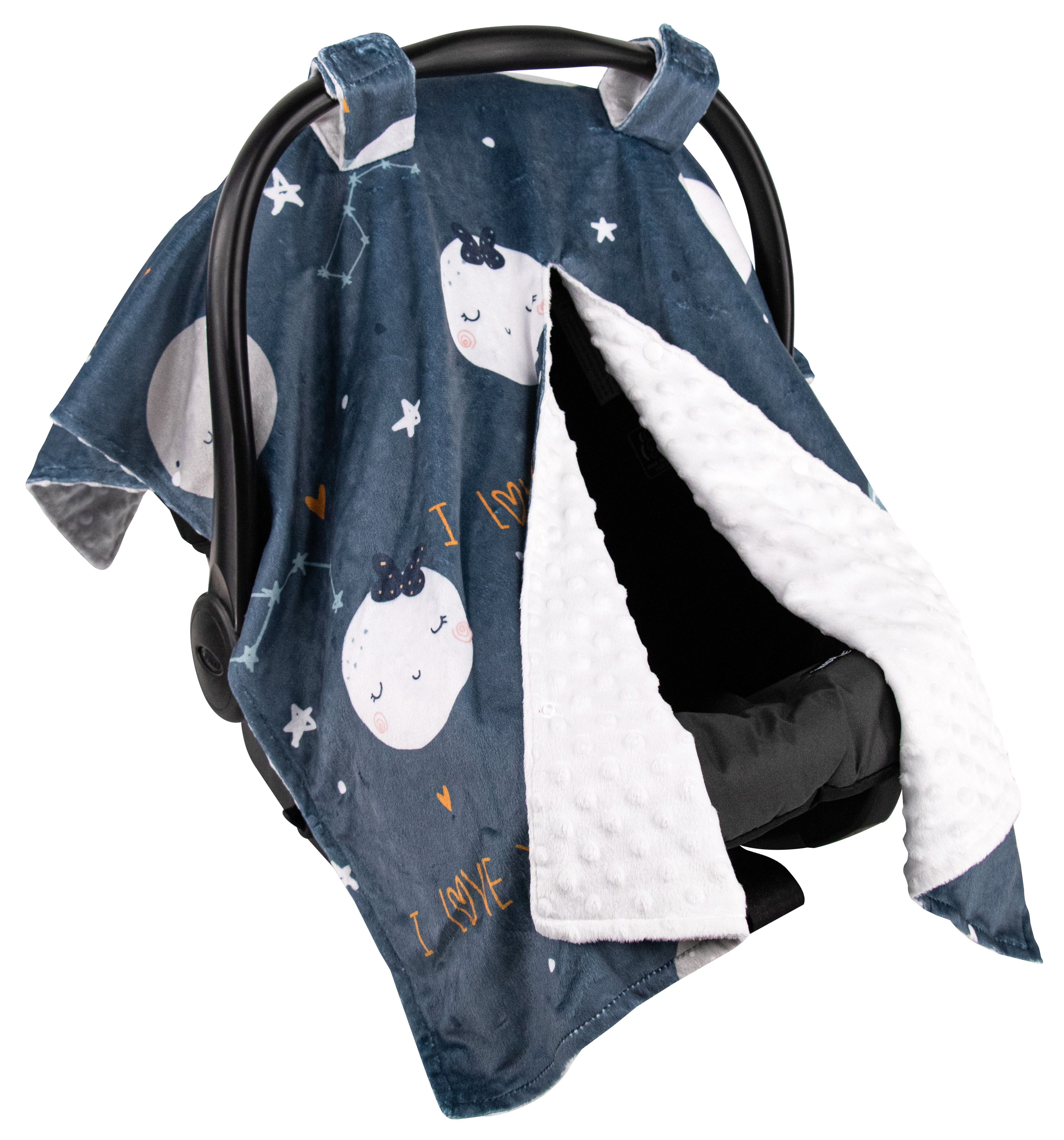 Top Tots Deluxe Minky Car Seat Canopy for Infant, Angel Wings, Unisex Top Tots