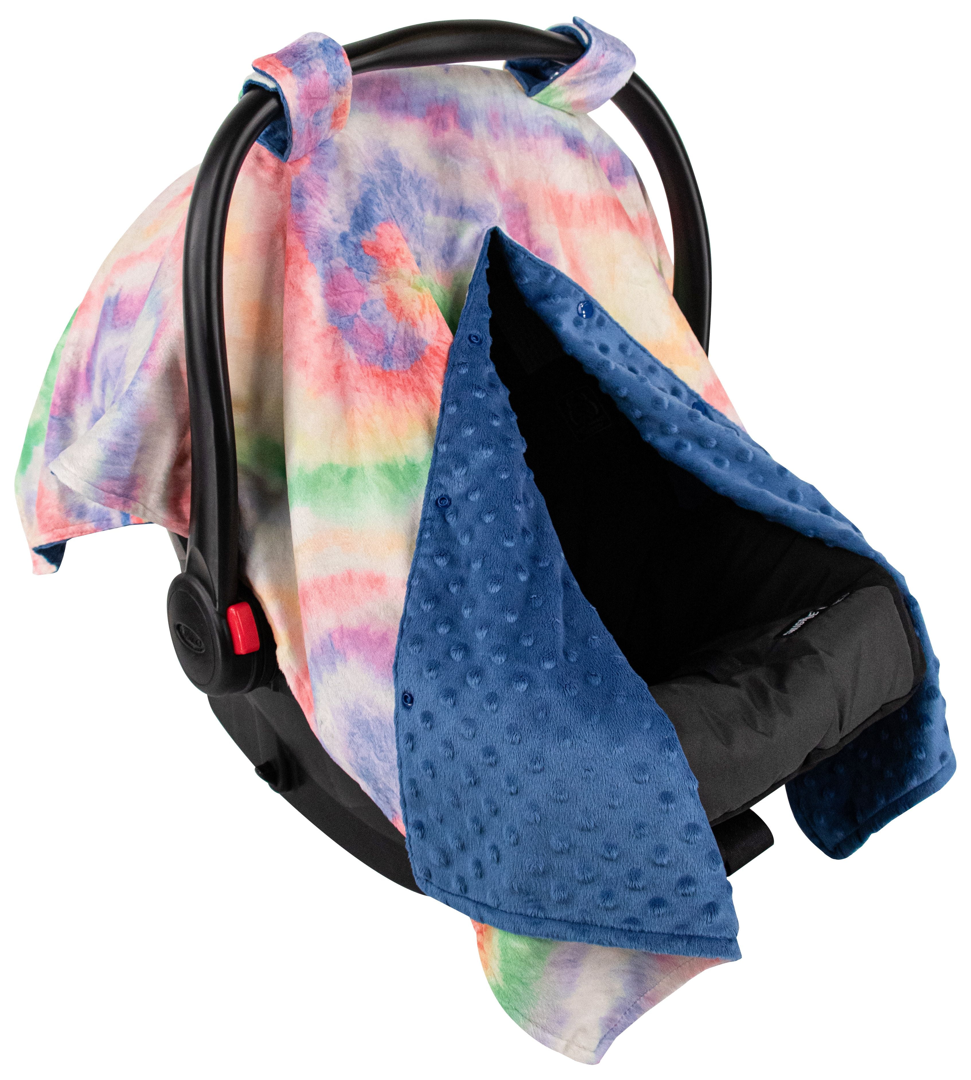 Top Tots Deluxe Minky Car Seat Canopy for Infant, Grey Cloud Gold Star, Unisex Top Tots