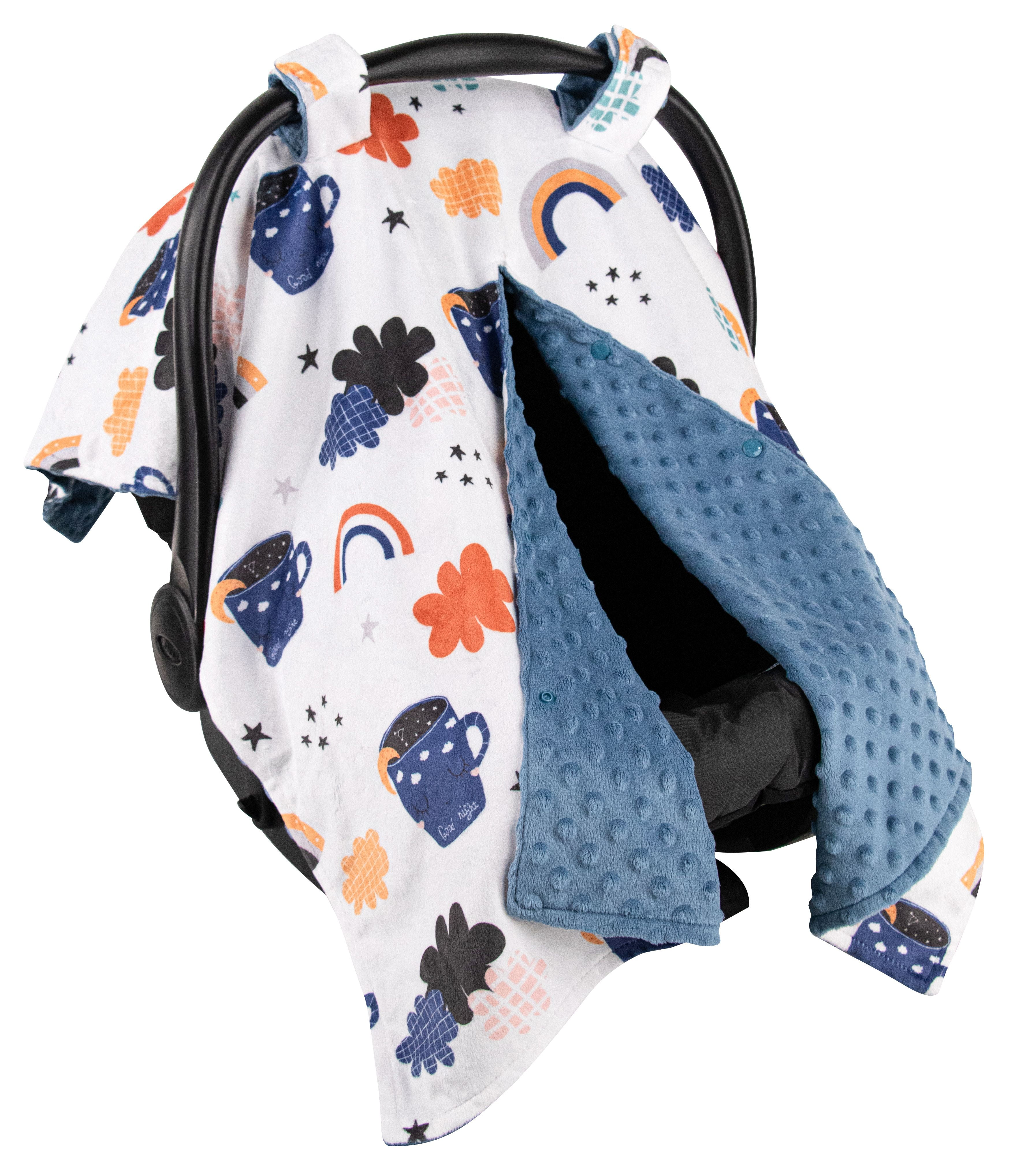 Top Tots Deluxe Minky Car Seat Canopy for Infant, Angel Wings, Unisex Top Tots