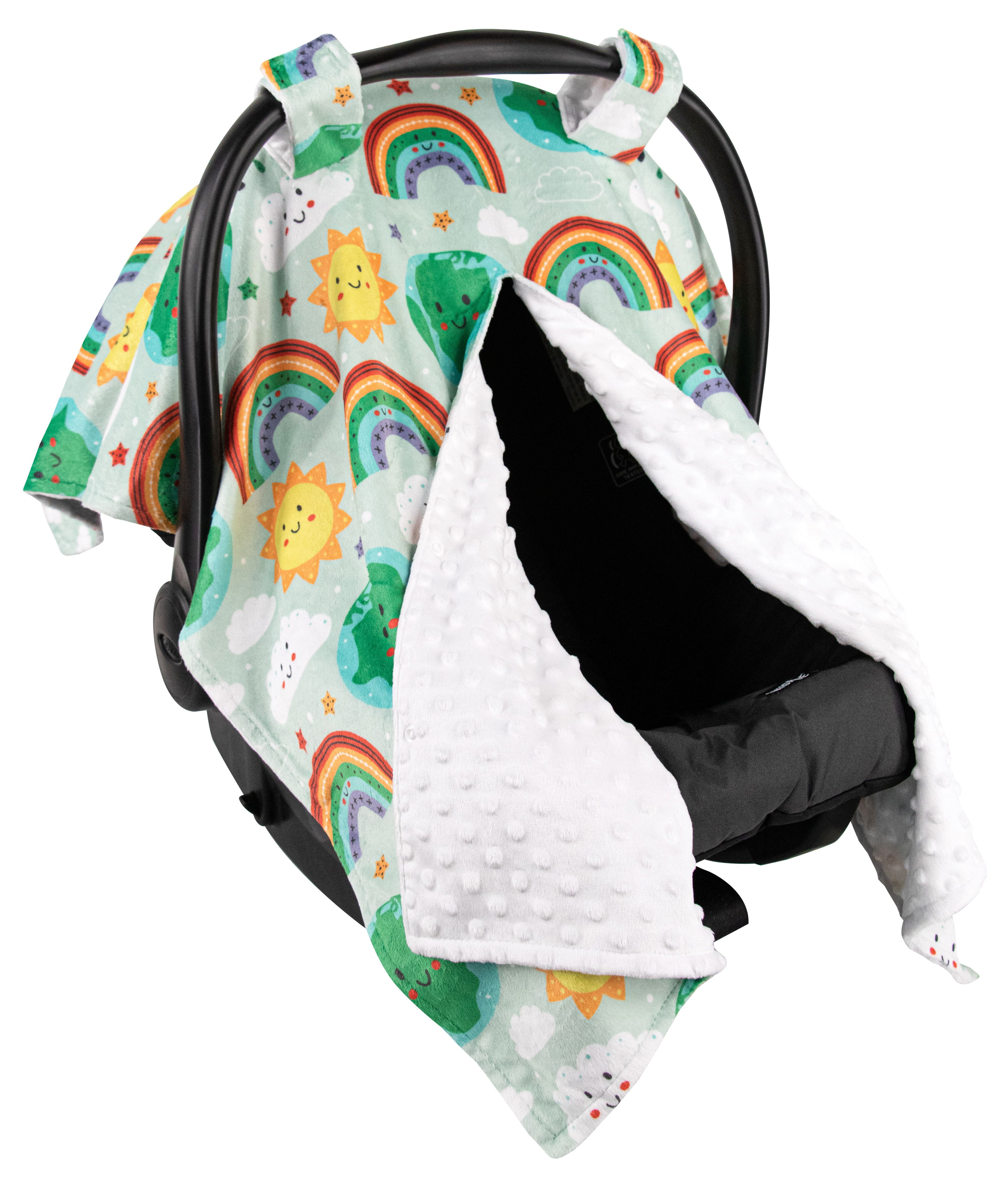 Top Tots Deluxe Minky Car Seat Canopy for Infant, Night Tea, Unisex Top Tots