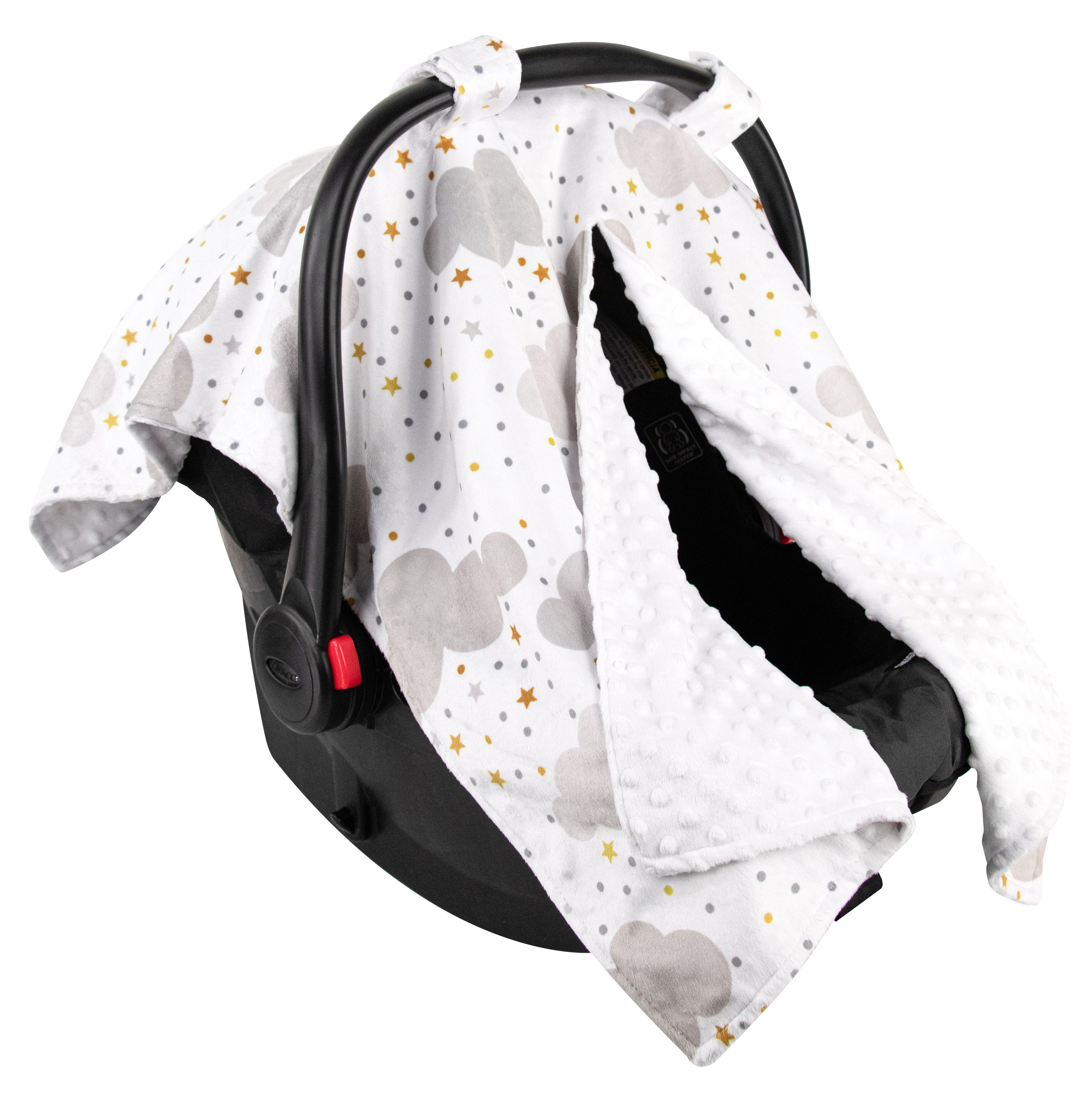 Top Tots Deluxe Minky Car Seat Canopy for Infant, Earth Sun Cloud Rainbow, Unisex Top Tots