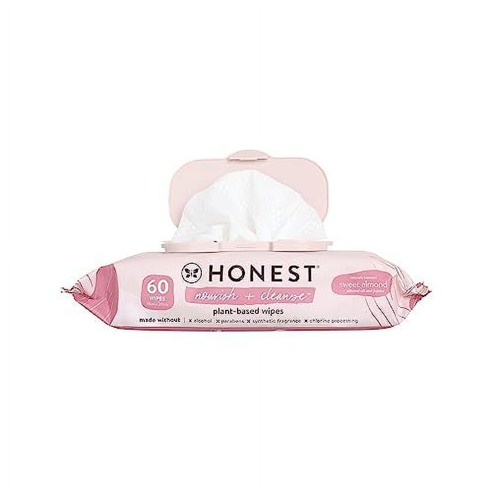 The Honest Company Nourish + Cleanse Benefit Wipes | Cleansing Multi-Tasking Wipes | 99% Water, Plant-Based, Hypoallergenic | Sweet Almond, 60 Count The Honest Company