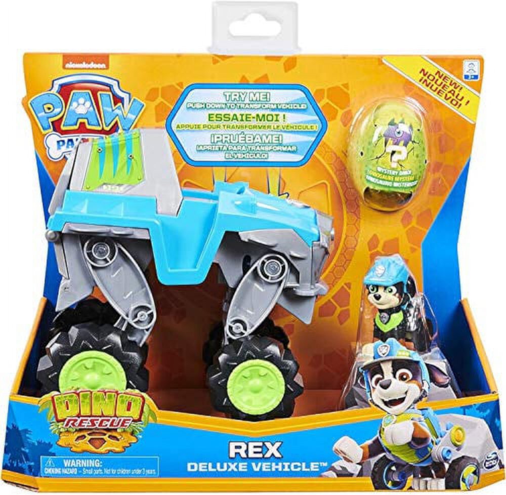 Paw Patrol, Dino Rescue Rex's Transforming Vehicle with Mystery Dinosaur Figure Paw Patrol