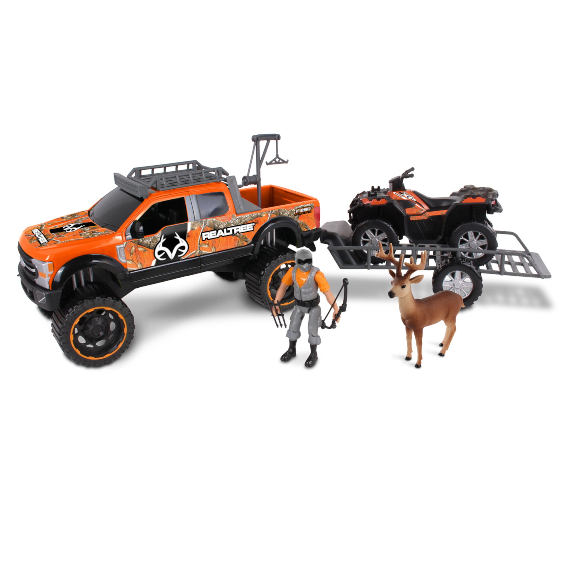 Игровой набор для охоты, 10 предметов - грузовик Ford F250 с оленем, масштаб 1:18 Realtree