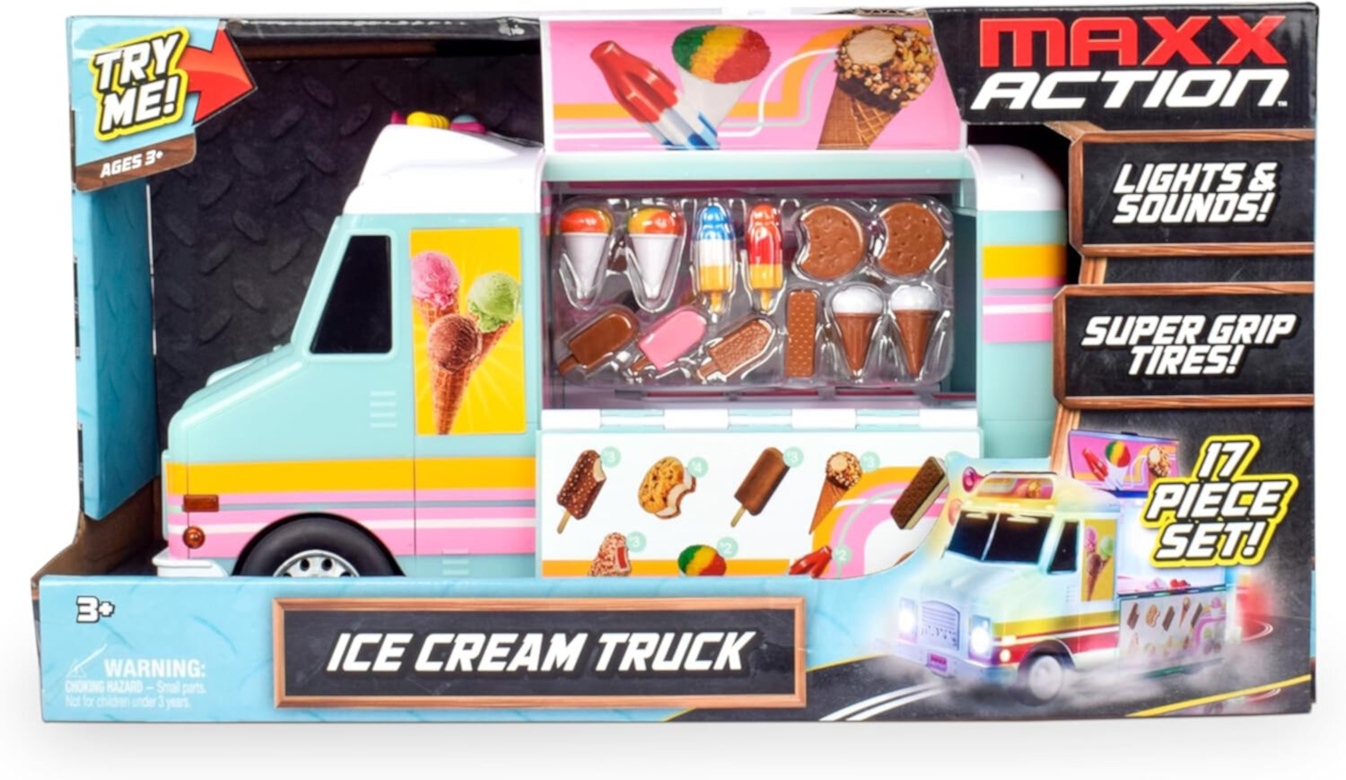 Maxx Action 12” Ice Cream Food Truck, Lights and Sound Girls and Boys 3+ Maxx Action