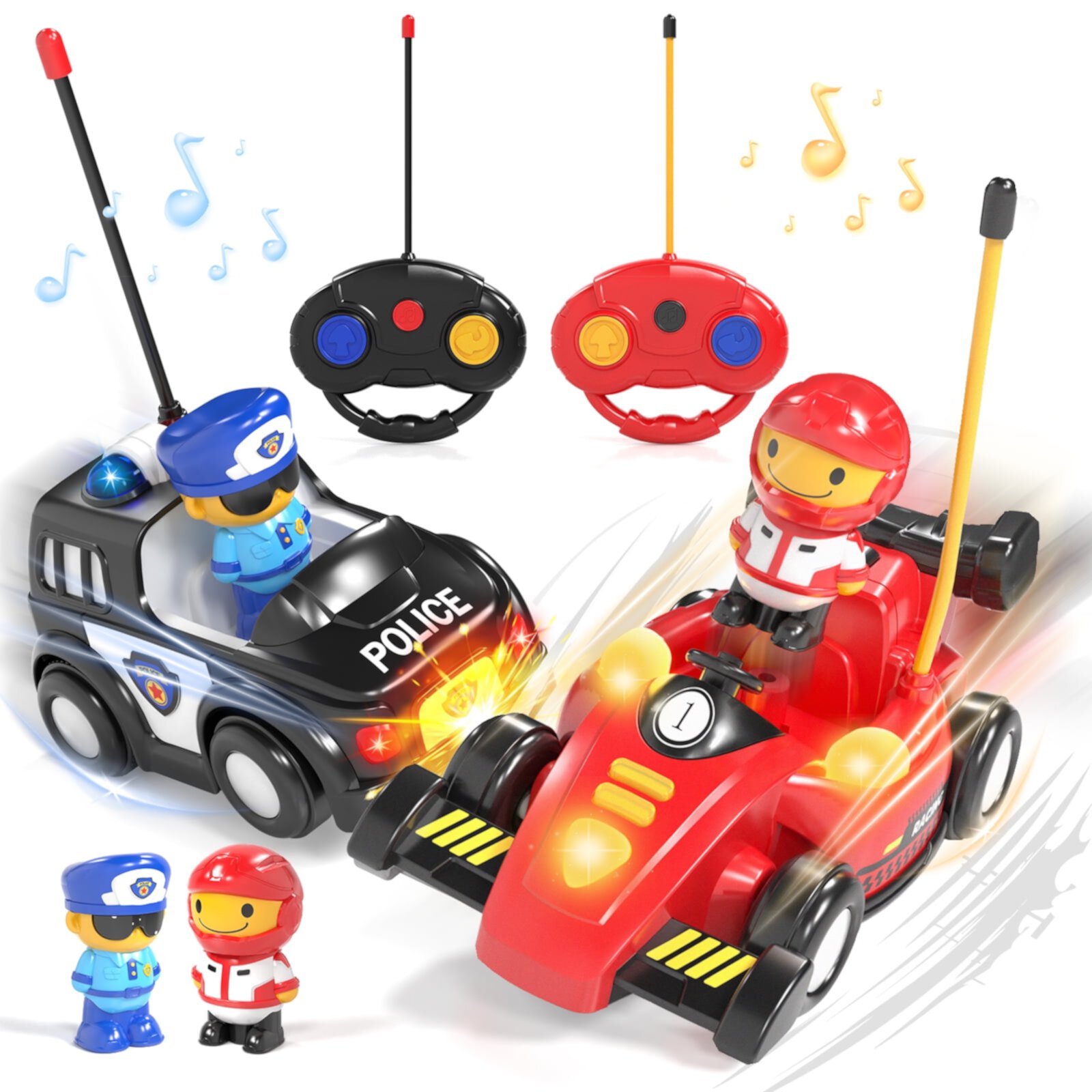 2 Pack Remote Control Cartoon Cars for Toddlers - Toys for 2 3 4 5 Year Old Boy - Easter Birthday Toy Gift Ideas for Toddler Lehoo Castle