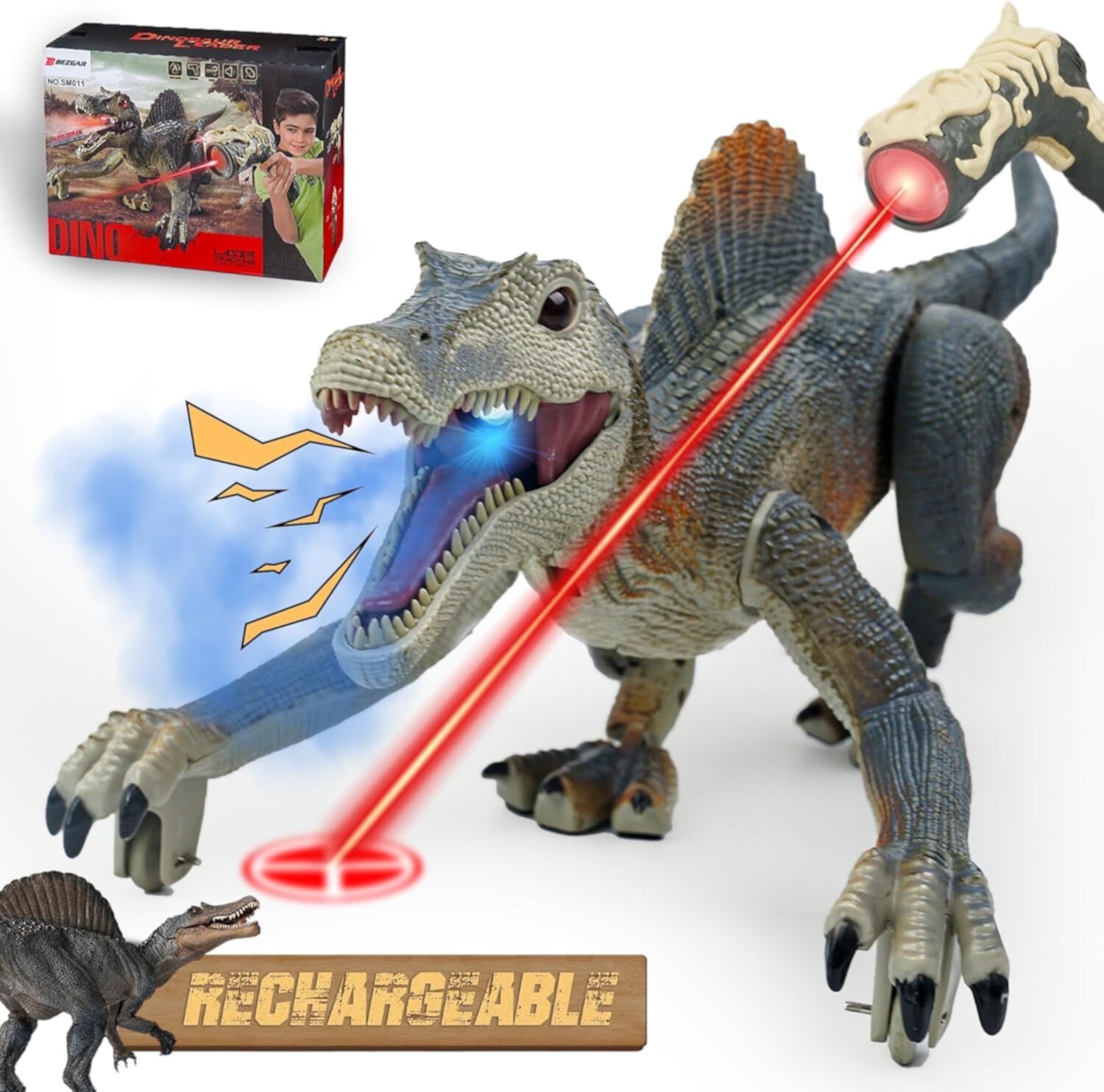 YCFUN Remote Control Dinosaur Toys for Kids Boys Girls, RC Dinosaur Walking Robot Infrared Dragon w/ Spray Breathing, Wings, Lights & Sounds YCFUN