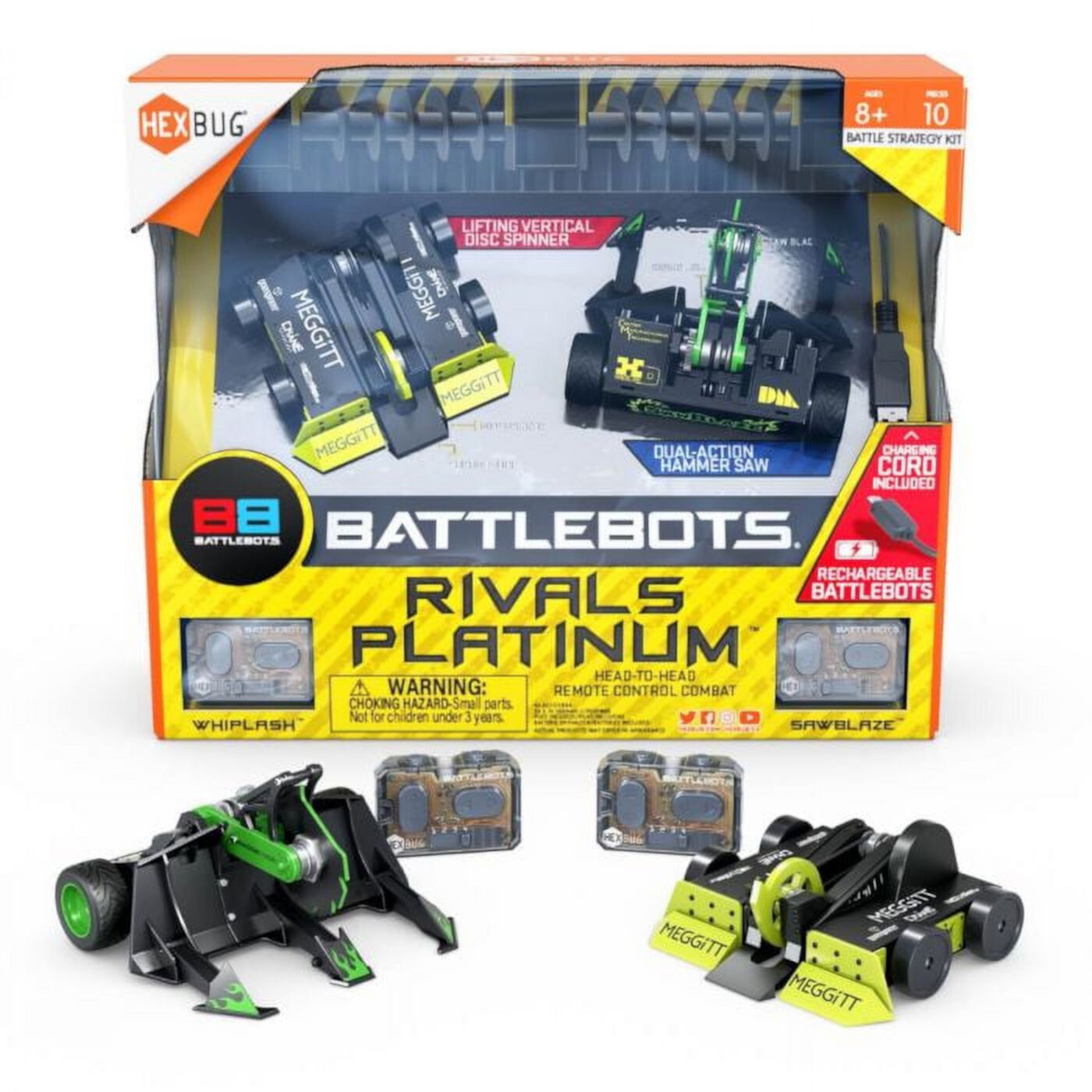 HEXBUG BattleBots Rivals Platinum (Whiplash & Sawblaze)  Multiplayer Robot Board HEXBUG