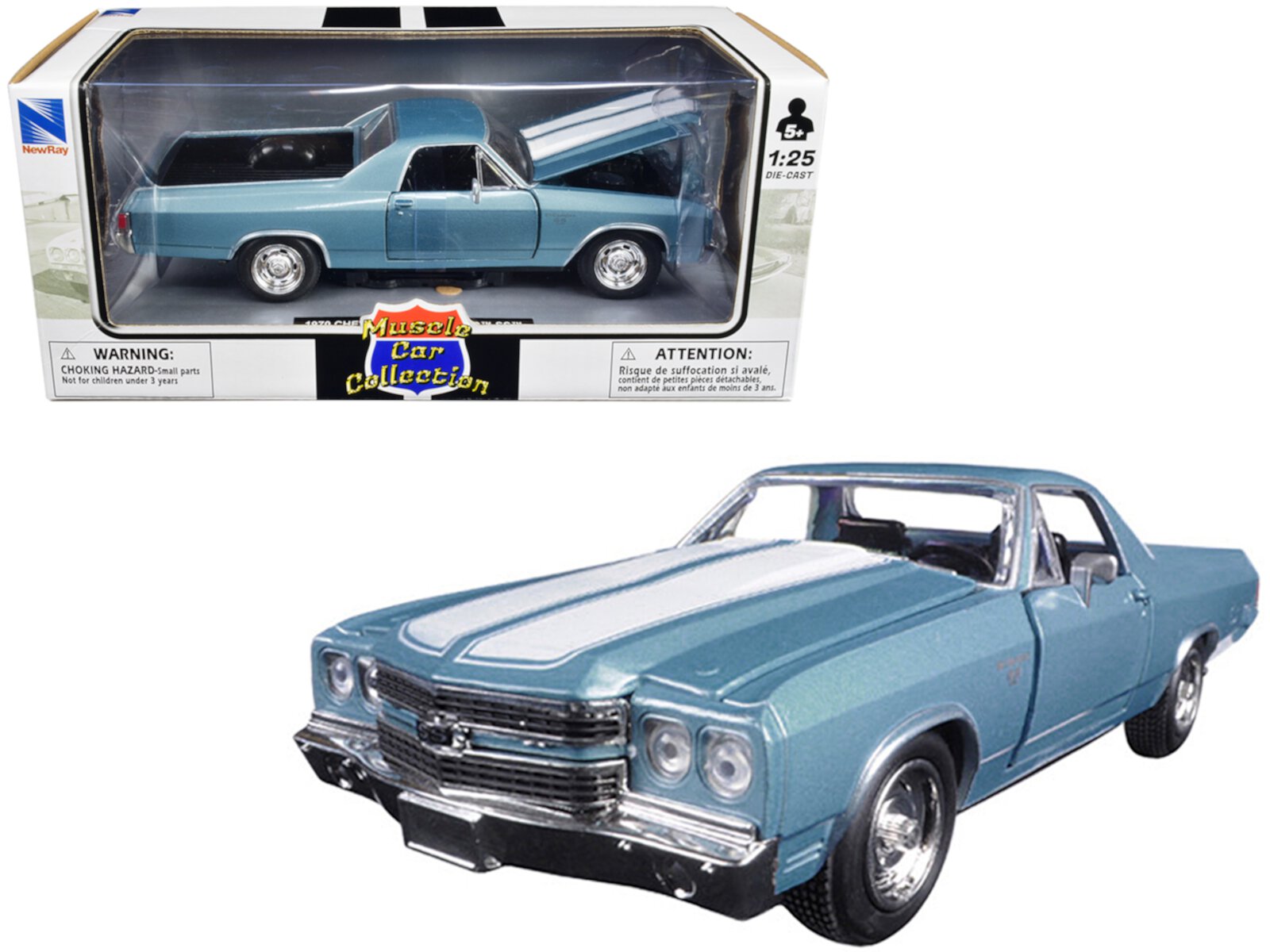 Diecast 1970 Chevrolet El Camino SS Blue 1/25 Diecast Model Car by New Ray New Ray Toys