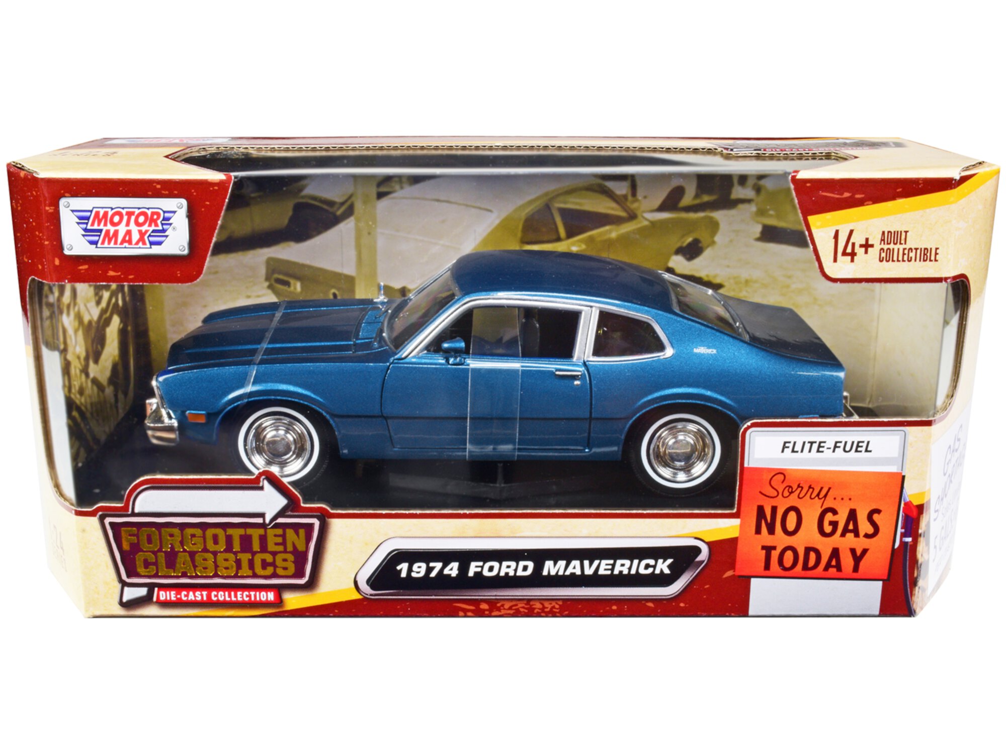 1974 Ford Maverick Blue Metallic "Forgotten Classics" Series 1/24 Diecast Model Car by Motormax MOTORMAX