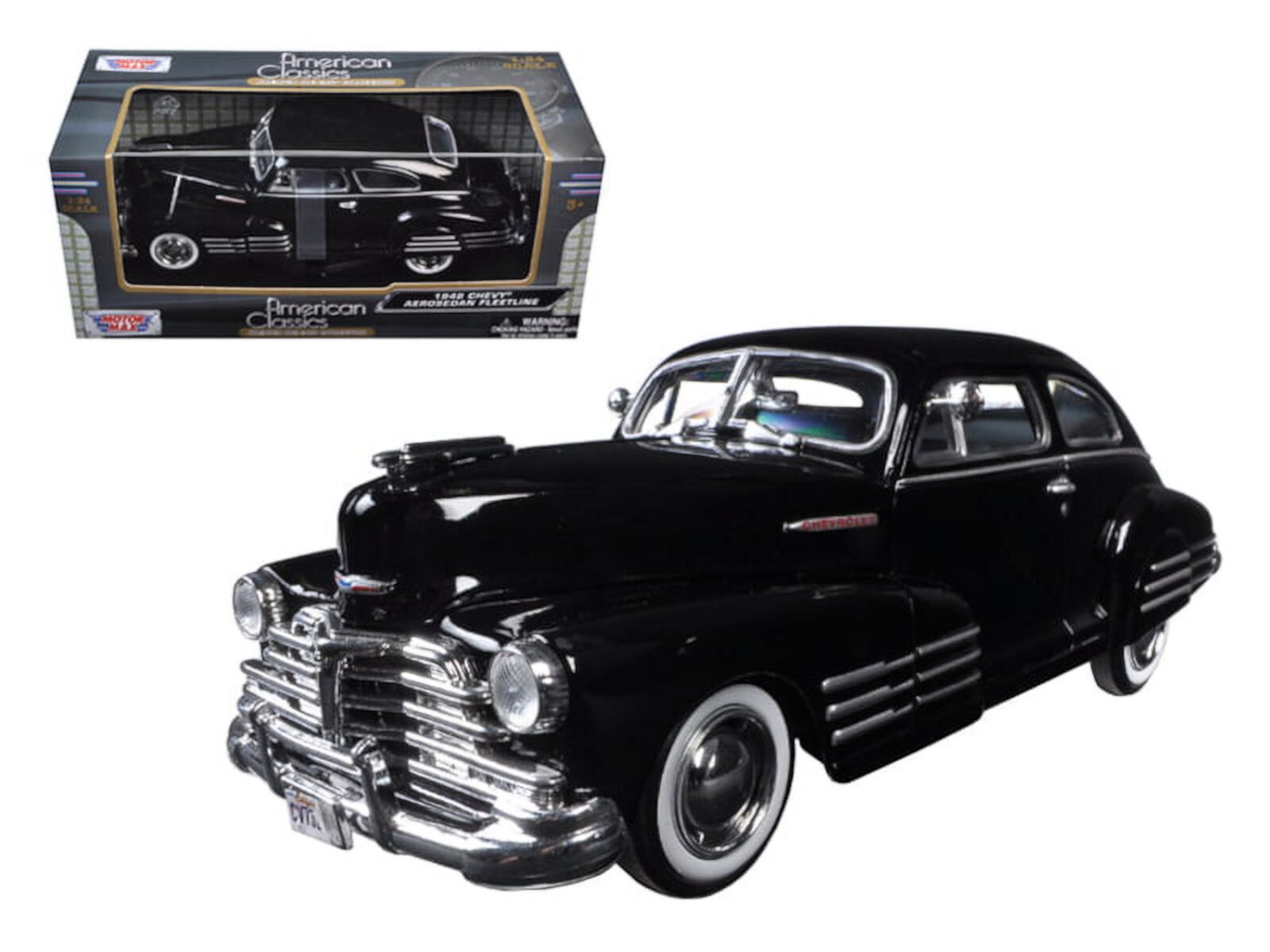 1948 Chevrolet Aerosedan Fleetline Black 1/24 Diecast Model Car by Motormax MOTORMAX