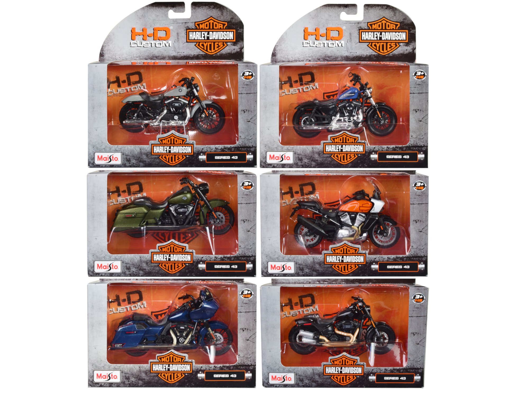 Diecast Harley-Davidson Motorcycles 6 piece Set Series 43 1/18 Diecast Models by Maisto Maisto