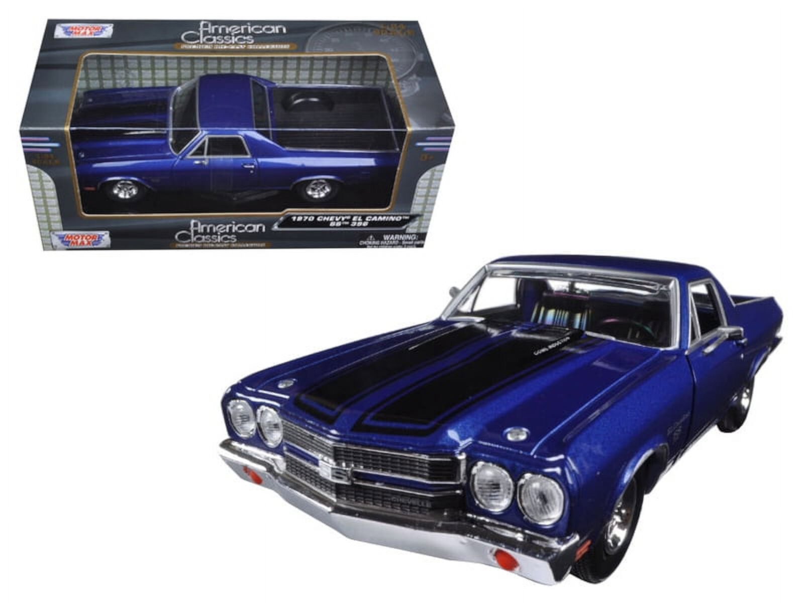 1970 Chevrolet El Camino SS 396 Blue 1/24 Diecast Model Car by Motormax MOTORMAX