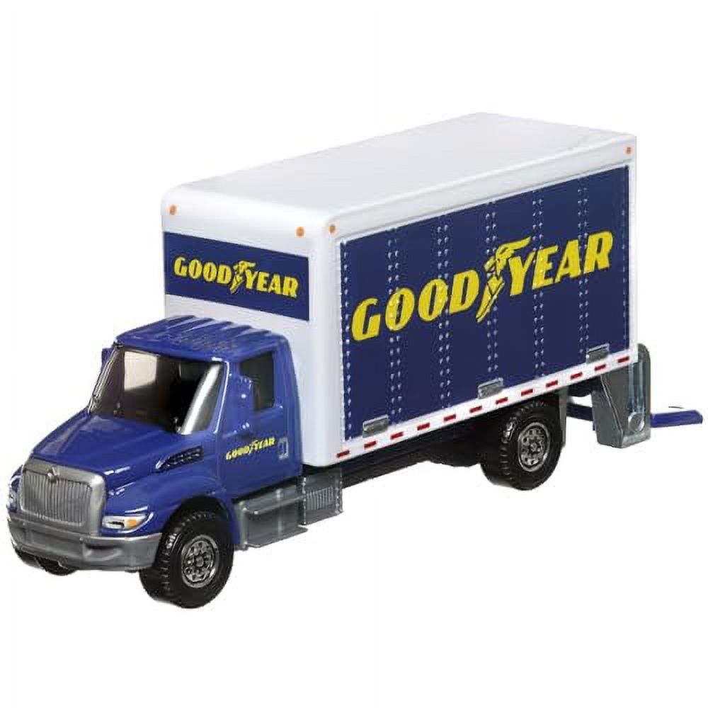 Matchbox Working Rigs Die-Cast Vehicle - International Box Truck ~ Inspired by Goodyear ~ Blue and White ~ 70th Anniversary Series Matchbox