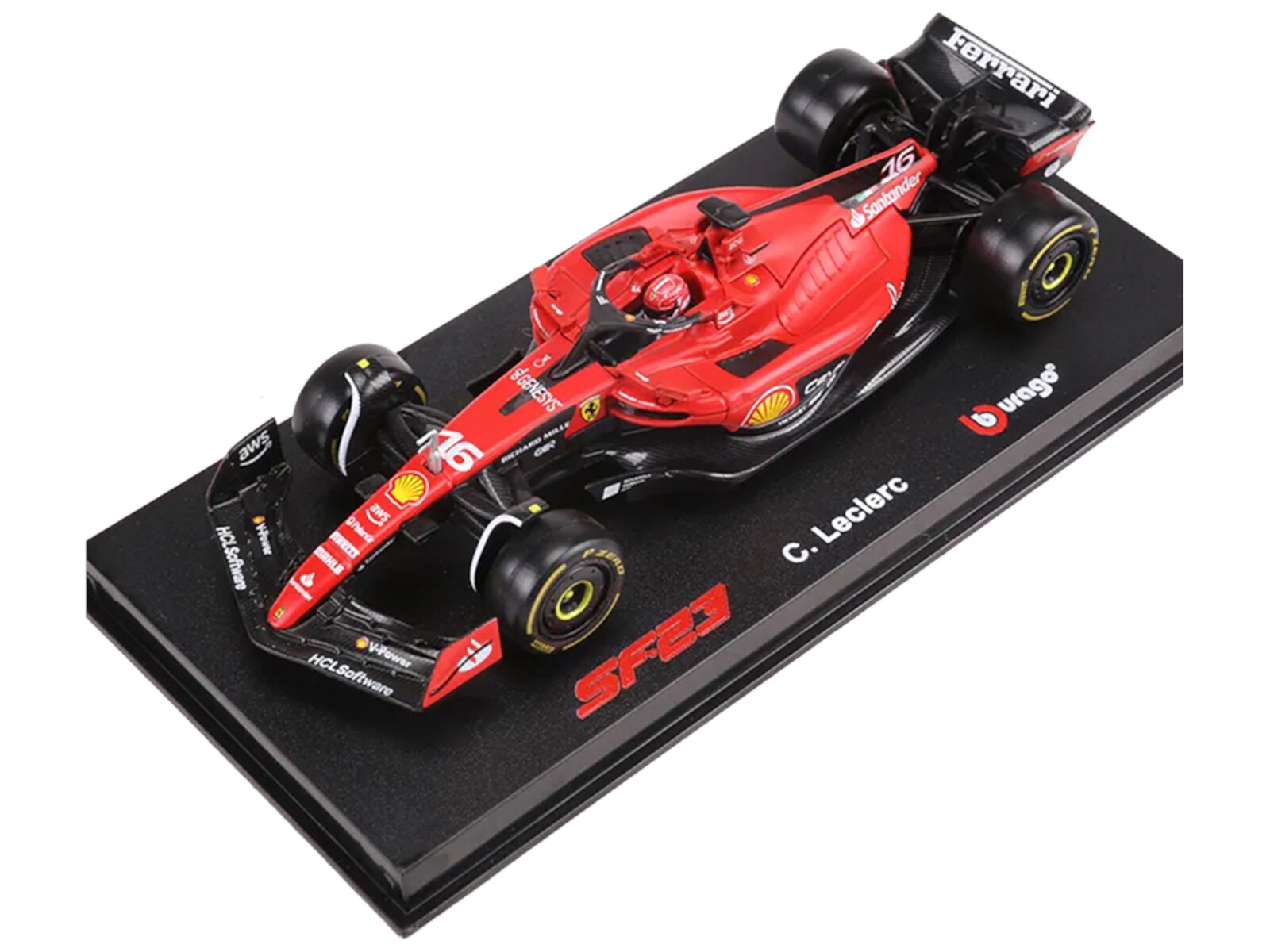 Diecast Ferrari SF-23 #16 Charles Leclerc "Formula One F1 World Championship" (2023) with Display Case "Formula Racing" Series 1/43 Diecast Model Car by Bburago Bburago