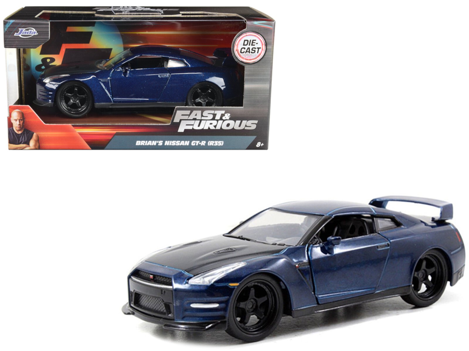 Brian's Nissan GT-R R35 Blue Fast & Furious 7" Movie 1/32 Diecast Model Car by Jada" JADA TOYS