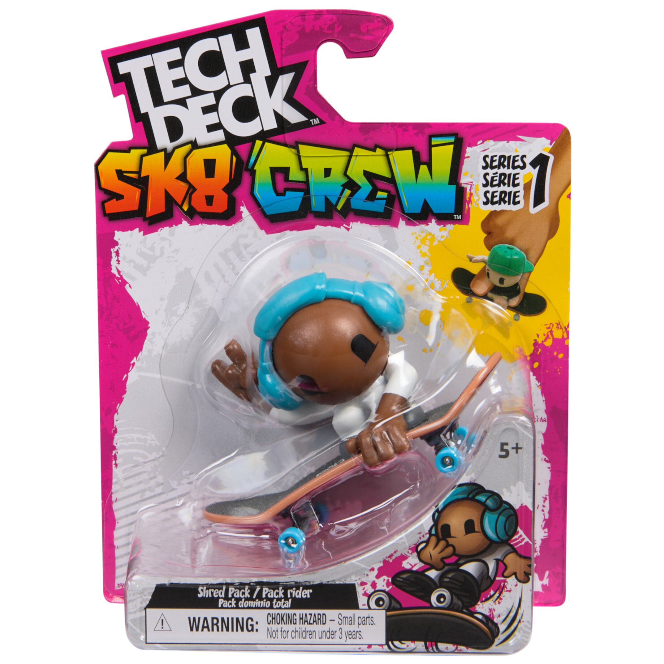 Tech Deck Sk8 Crew, Exclusive Fingerboard with Assistive Figure, Collectible and Customizable Mini Skateboards, Kids Toys for Ages 5 and up (Styles May Vary) Tech Deck