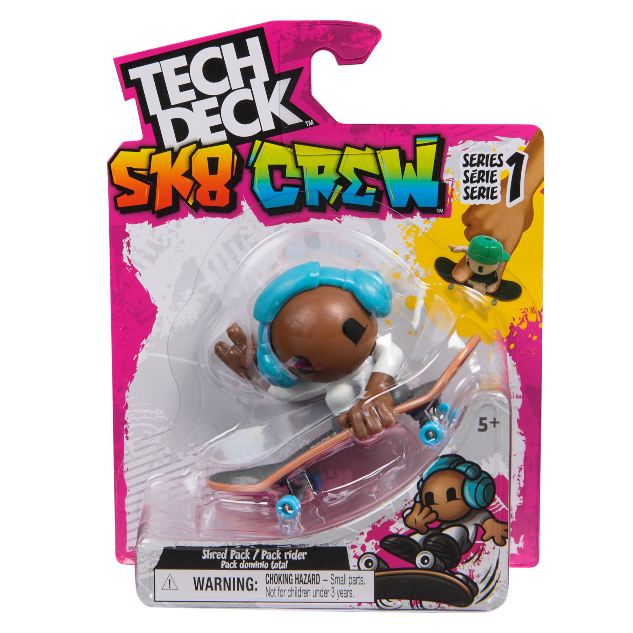 Tech Deck Sk8 Crew, Exclusive Fingerboard with Assistive Figure, Collectible and Customizable Mini Skateboards, Kids Toys for Ages 5 and up (Styles May Vary) Tech Deck