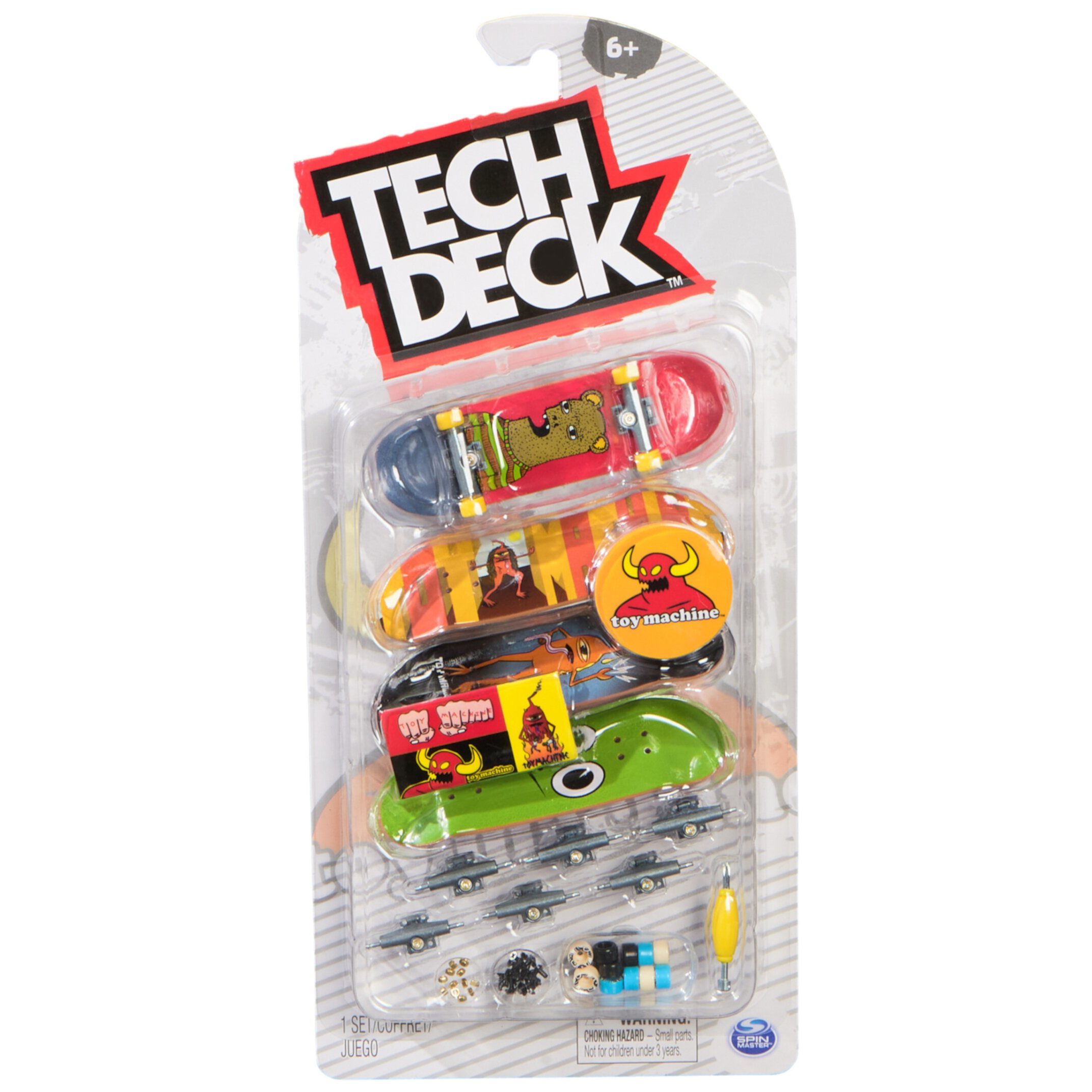 Tech Deck, Ultra DLX Fingerboard 4-Pack, Toy Machine Skateboards Tech Deck