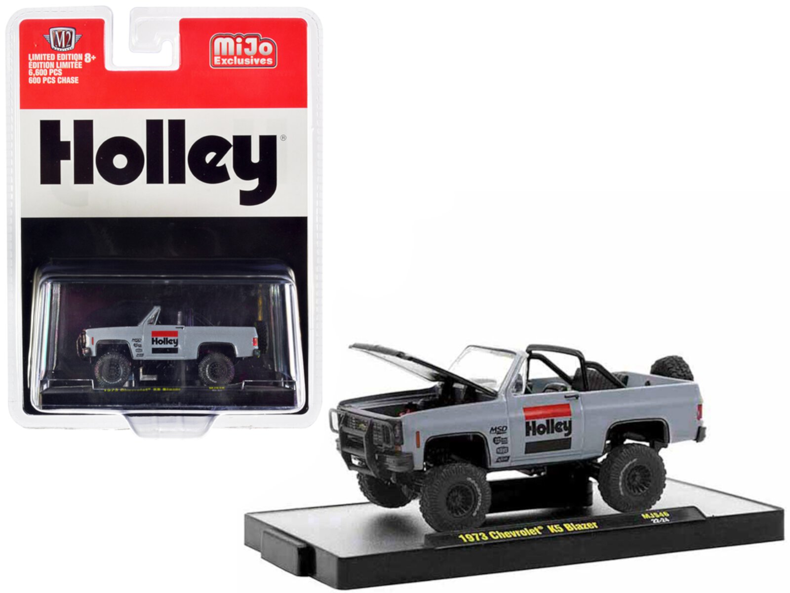 1973 Chevrolet K5 Blazer Open Top "Holley" Gray with Black Hood Limited Edition to 6600 pcs 1/64 Diecast Model Car by M2 Machine M2 Machines