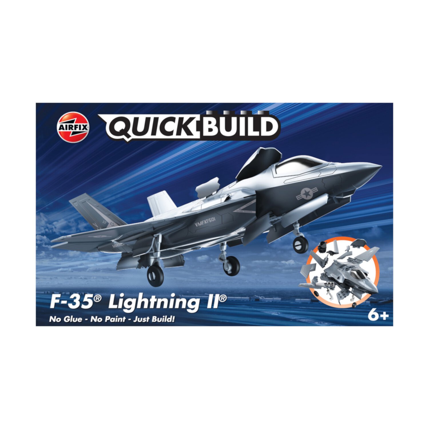 Skill 1 Model Kit F-35 Lightning II Snap Together Painted Plastic Model Airplane Kit by Airfix Quickbuild Airfix