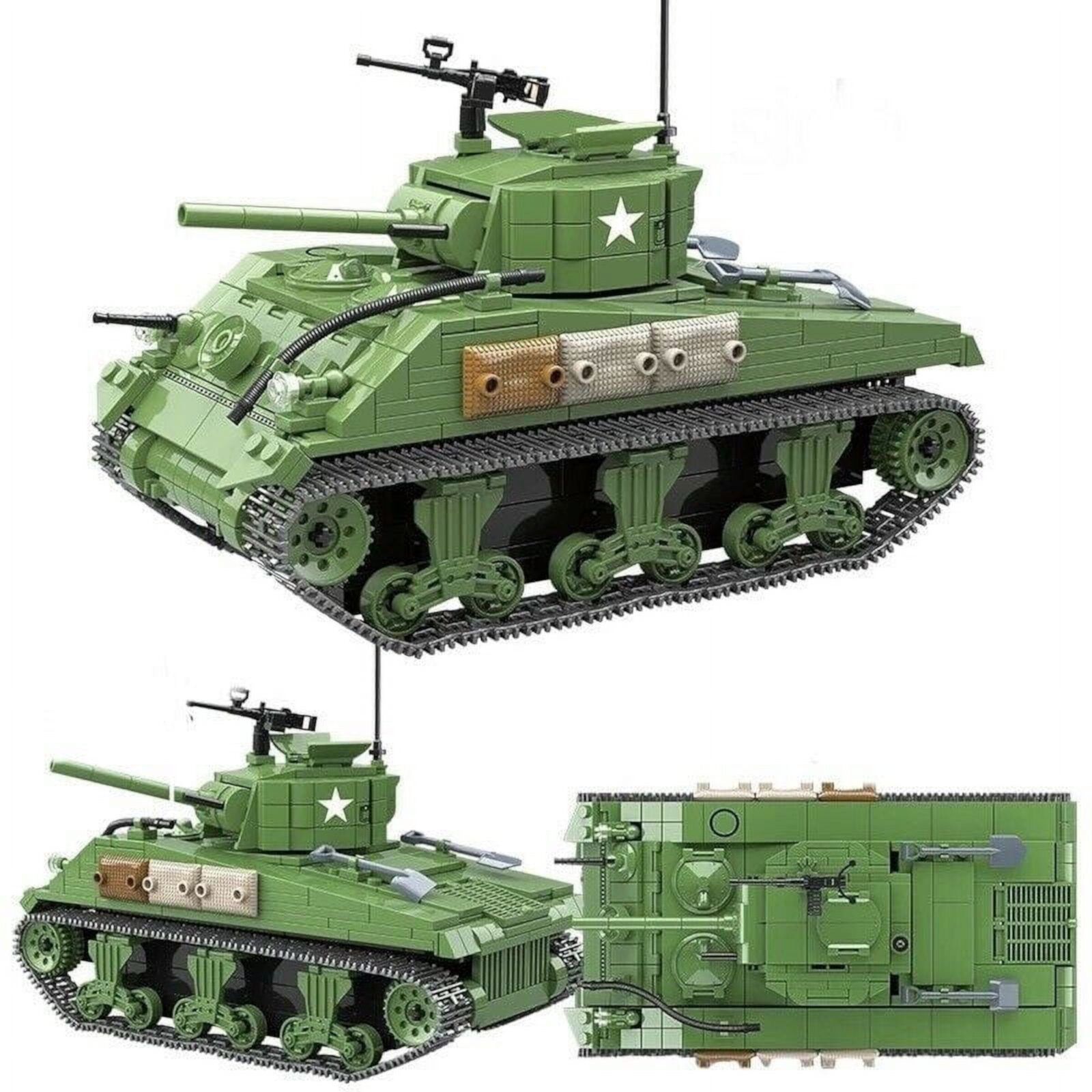 Army Toys Military Building Blocks - WW2 M4 Sherman Army Tank - Toy Brick Building Set General Jim's Toys & Bricks