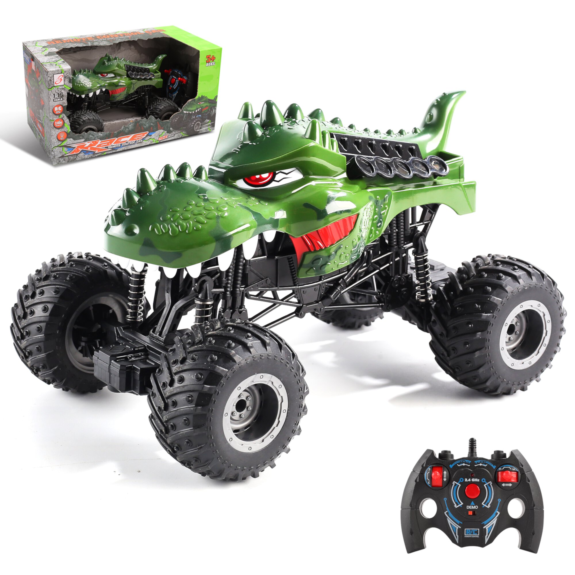 2.4GHz Remote Control Dinosaur Car Toys for Kids Boys, RC Dinosaur Car Toys, Indoor Outdoor All Terrain Electric RC Car Toys Gifts for 3 4 5 6 7 8 9 10 11 12 Boys Kids Generic