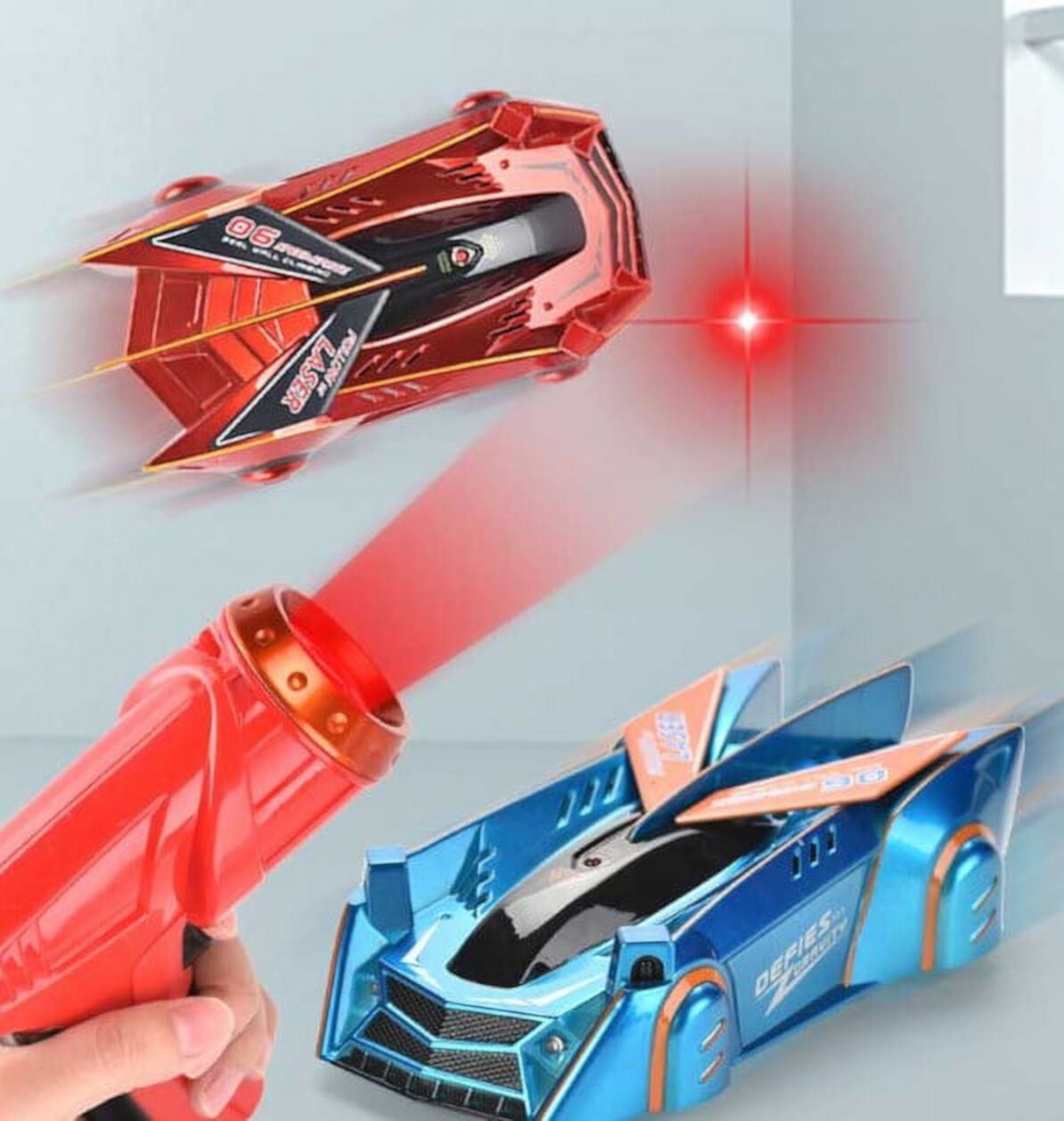 RC Stunt Car Infrared Laser Tracking Vehicle Toys For Children Remote Control Cars Follow Light Gifts-Blue XTEILC