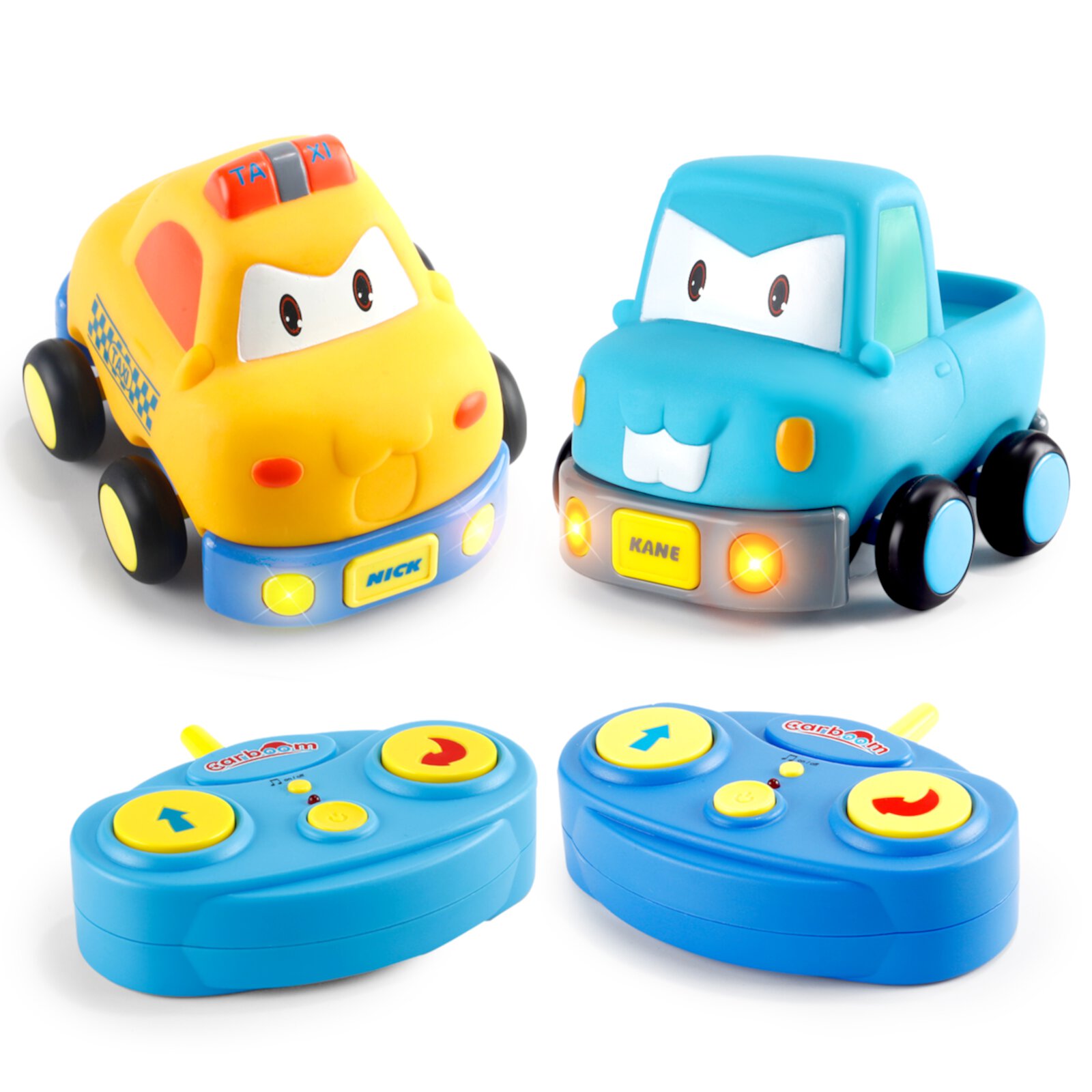 Toddler Remote Control Car, 2pk - Two Cartoon RC Cars: Police & Pickup Car Toddler Toys for Boys Girls 3-6 Years NETNEW