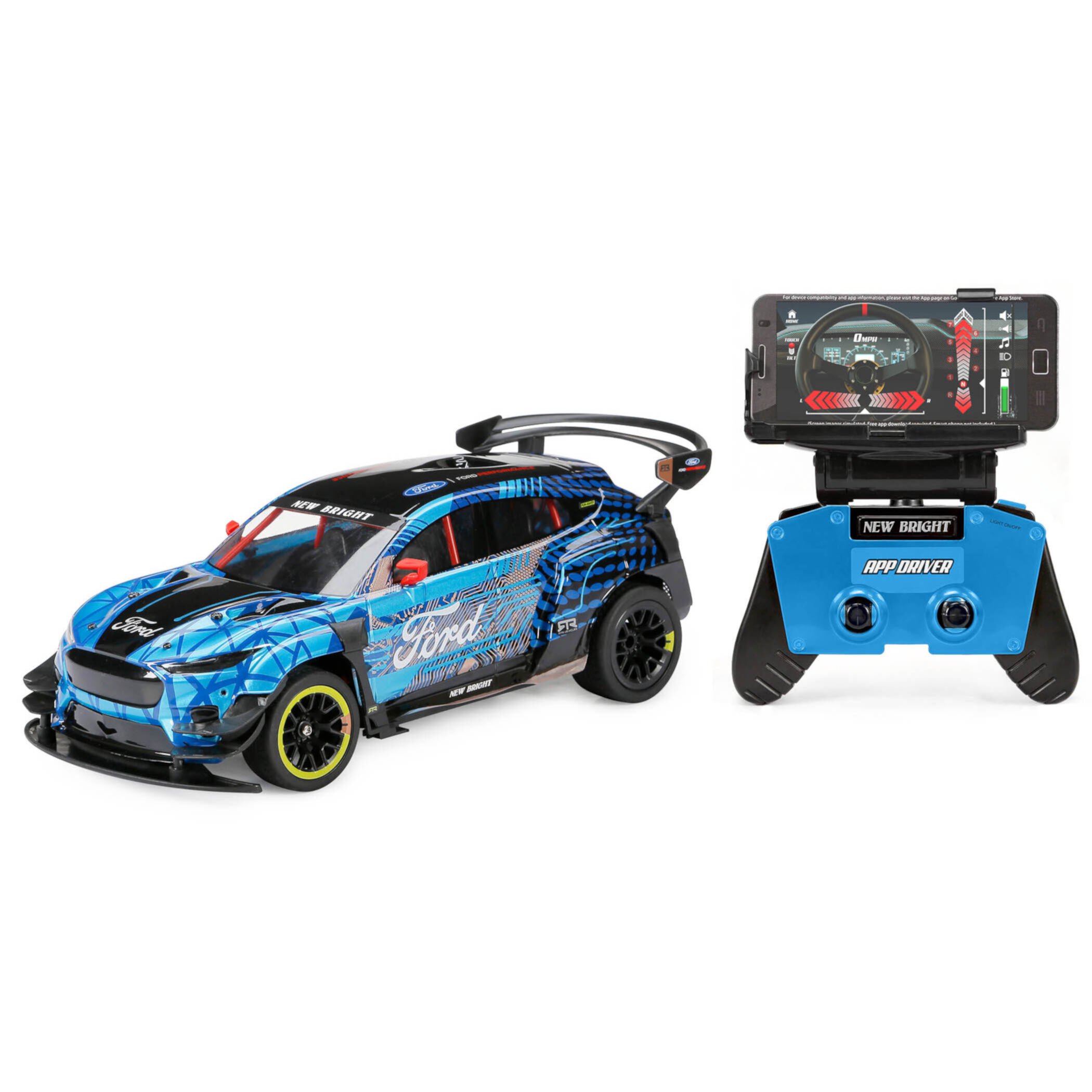 New Bright (1:14) Mustang Mach E Battery Remote Control Blue Sports Car, 61428U Child Tween New Bright