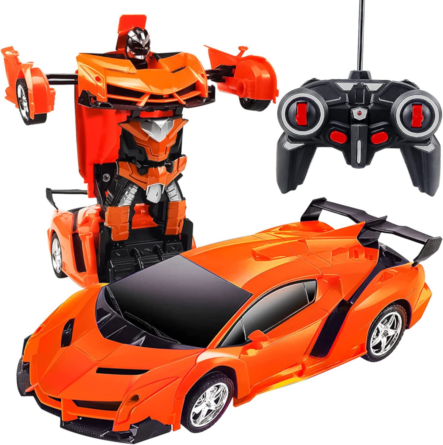 Style-Carry Remote Control Toys Cars, Boys Toys Ages 3 4 5 6, Orange RC Cars for Kids Transforming Robot, 2.4Ghz 360°Rotating Race Car Gifts for Boys 7 8 9 Years Old Style-Carry