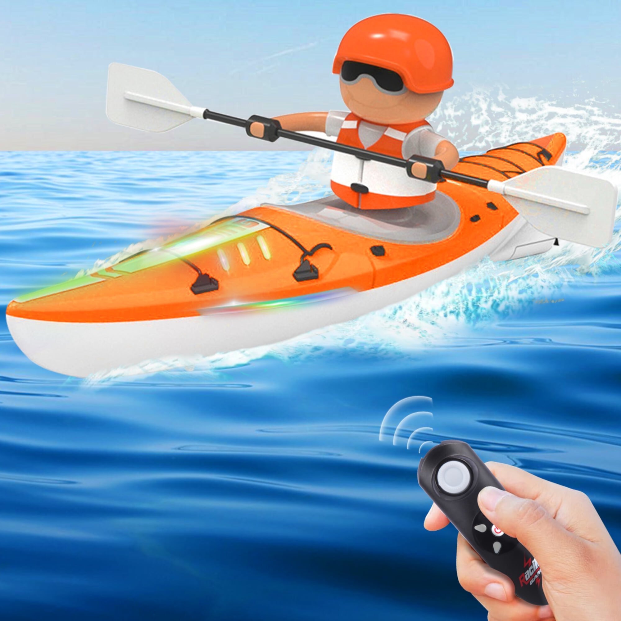 UUGEE RC Boat for Kids and Adults, Remote Control Boat for Pools and Lakes, 2.4G Rechargeable Fast Racing Boats with LED Lights UUGEE