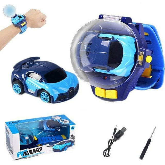 Mini Watch Control Car Cute RC Car Accompany with Your Kids Gift for Boys Kids on Birthday ChristmasWatch RC Car Toy1-Pack Blue ZHANGHENG