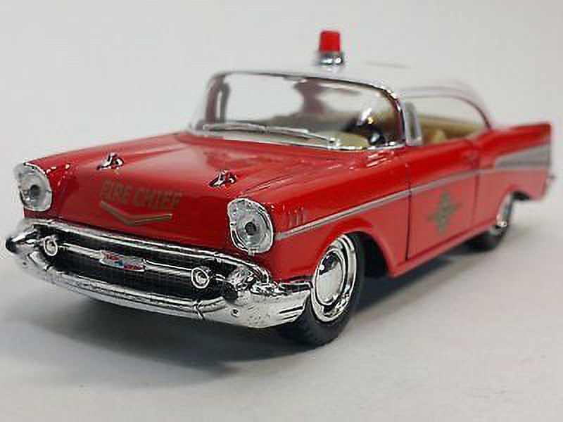 5" Kinsmart 1957 Chevrolet Bel Air Fire Chief 1:40 Diecast Model Toy Car Chevy KiNSMART