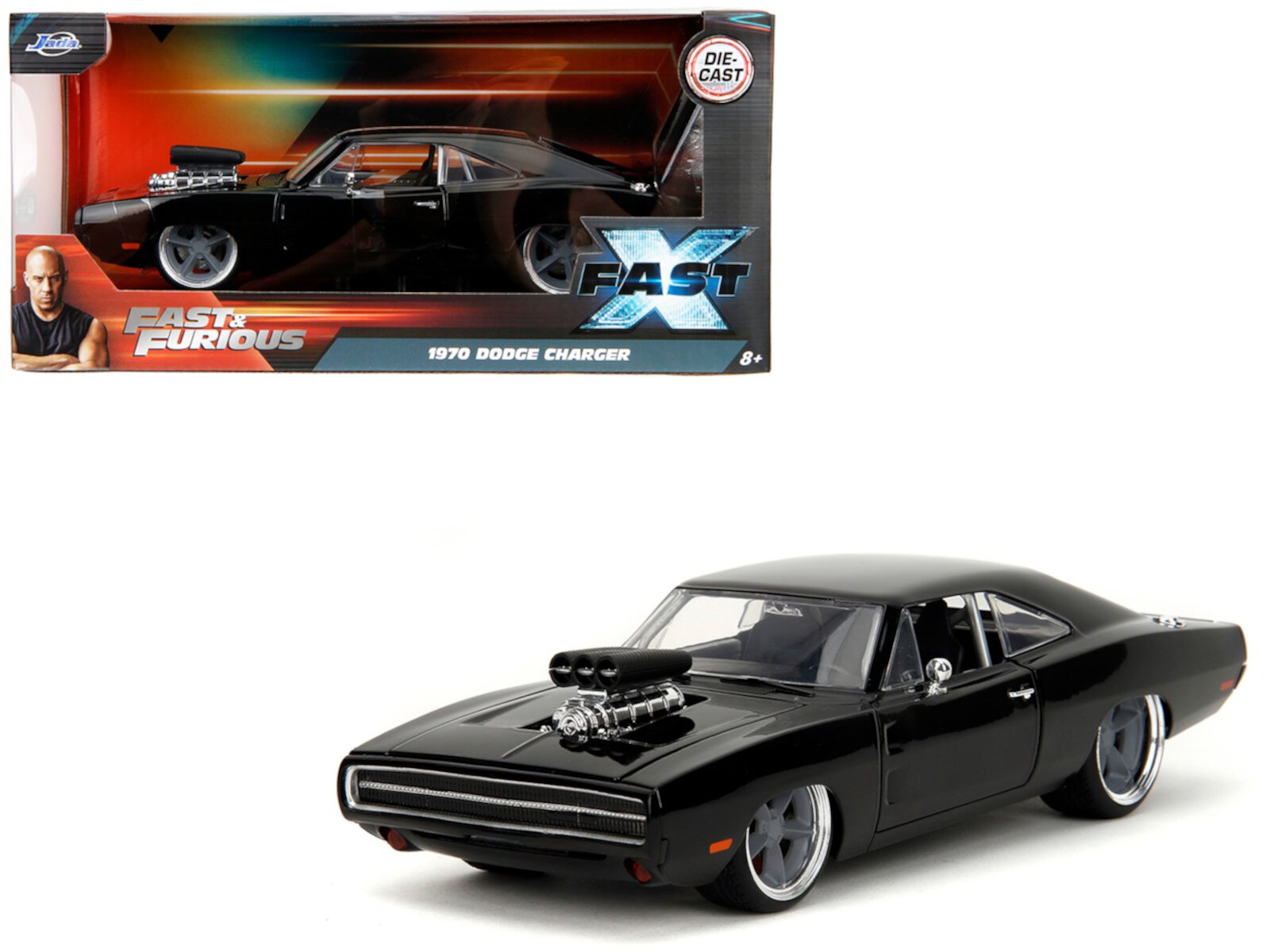 1970 Dodge Charger R/T Black "Fast X" (2023) Movie "Fast & Furious" Series 1/24 Diecast Model Car by Jada JADA TOYS