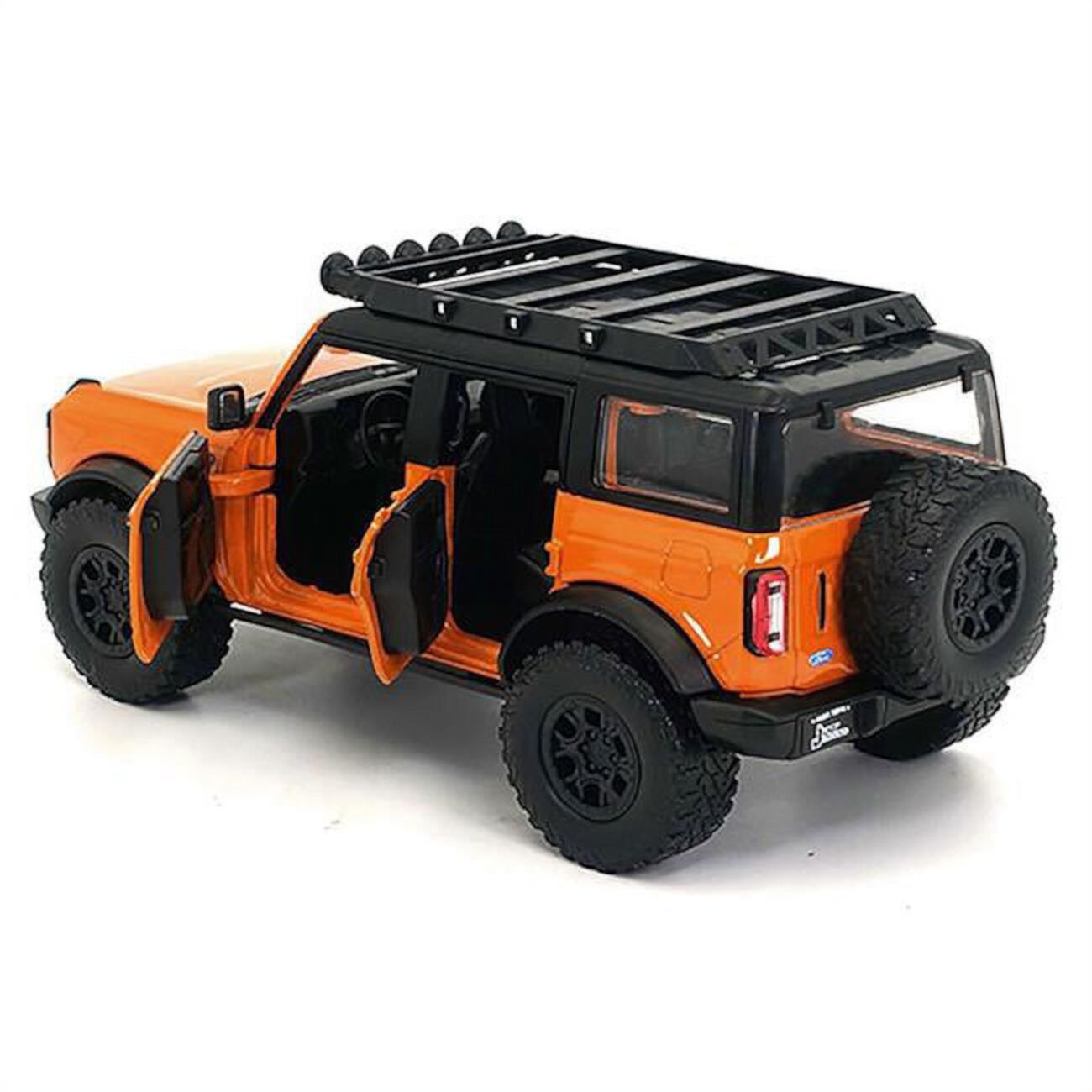 2021 Ford Bronco Orange with Black Stripes and Roof Rack Just Trucks Series 1/24 Diecast Model Car by Jada JADA TOYS