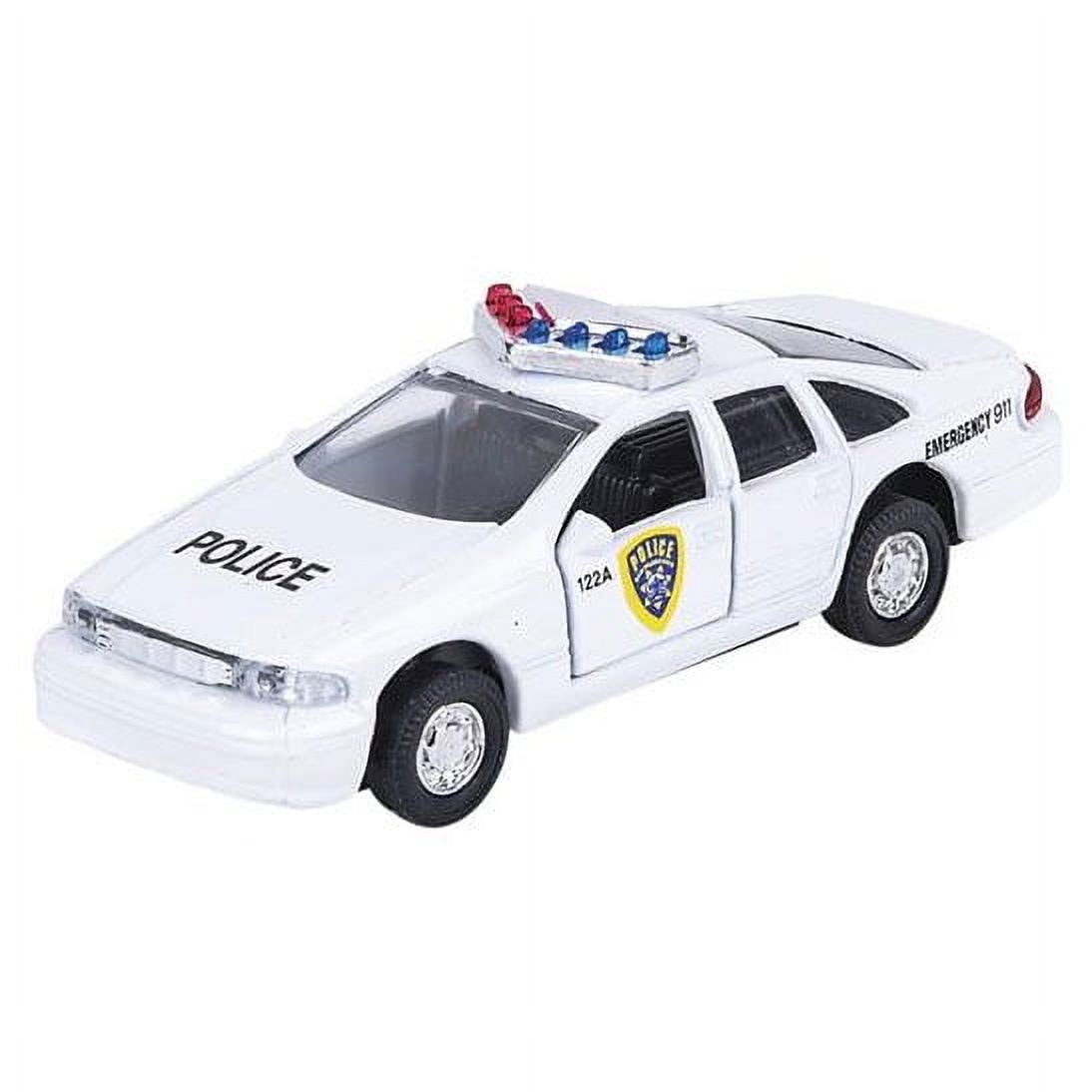 Rhode Island Novelty - Pull Back Die-Cast Metal Vehicle - POLICE CAR (White)(4.5 inch) Rhode Island Novelty