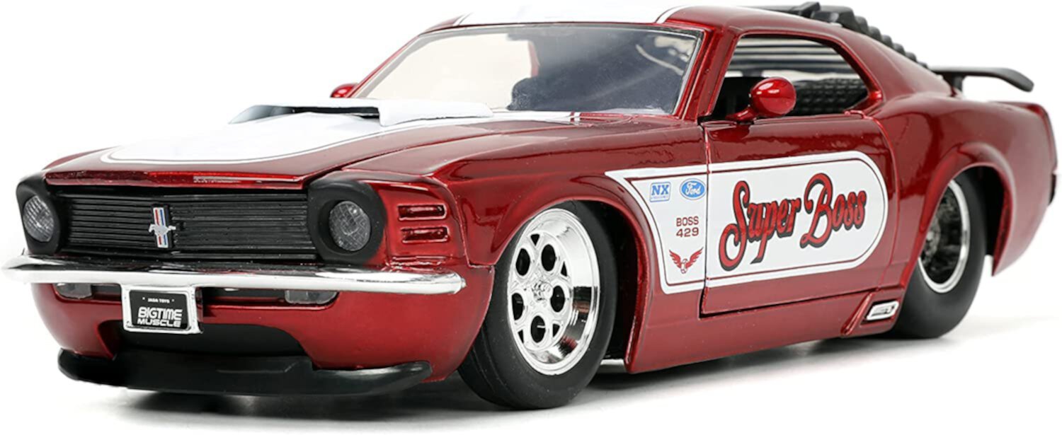 Big Time Muscle 1:24 1970 Ford Mustang Boss 429 Die-cast Car Candy Red, Toys for Kids and Adults JADA TOYS