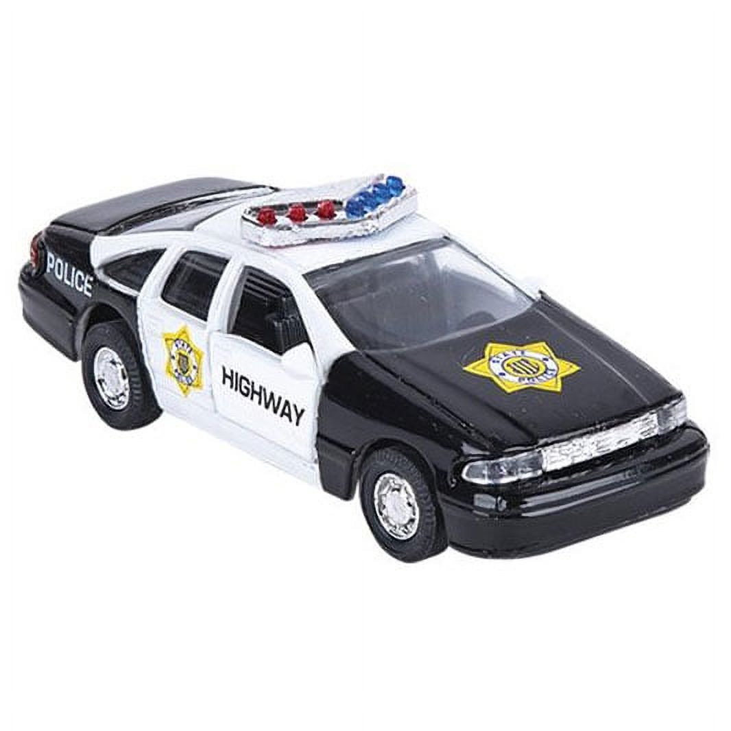 Rhode Island Novelty - Pull Back Die-Cast Metal Vehicle - POLICE CAR (Black)(4.5 inch) Rhode Island Novelty