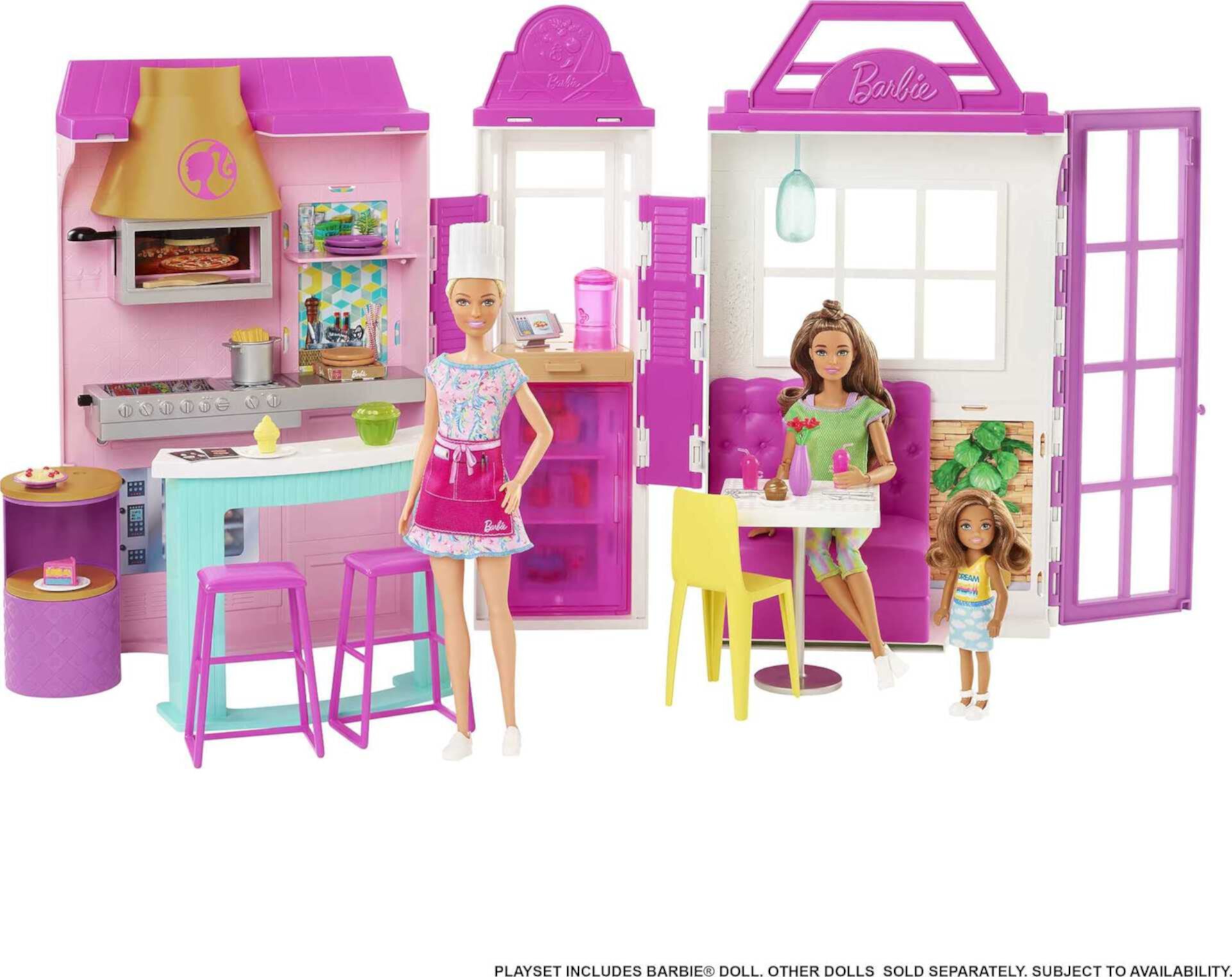 Barbie Cook ‘n Grill Restaurant Playset with 30+ Pieces  Gift for 3 to 7 Year Olds Barbie